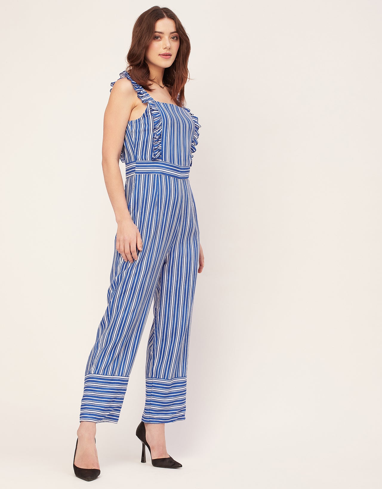 Sleeveless Square Neck Full Leg Rayon Jumpsuit