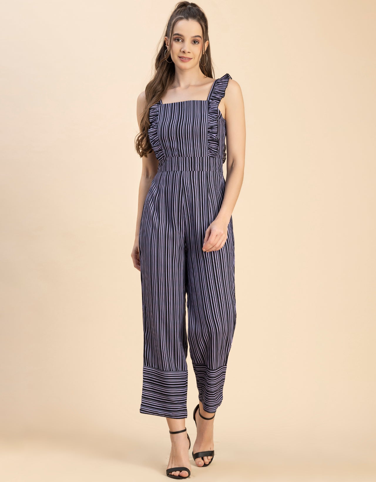 Sleeveless Square Neck Full Leg Rayon Jumpsuit