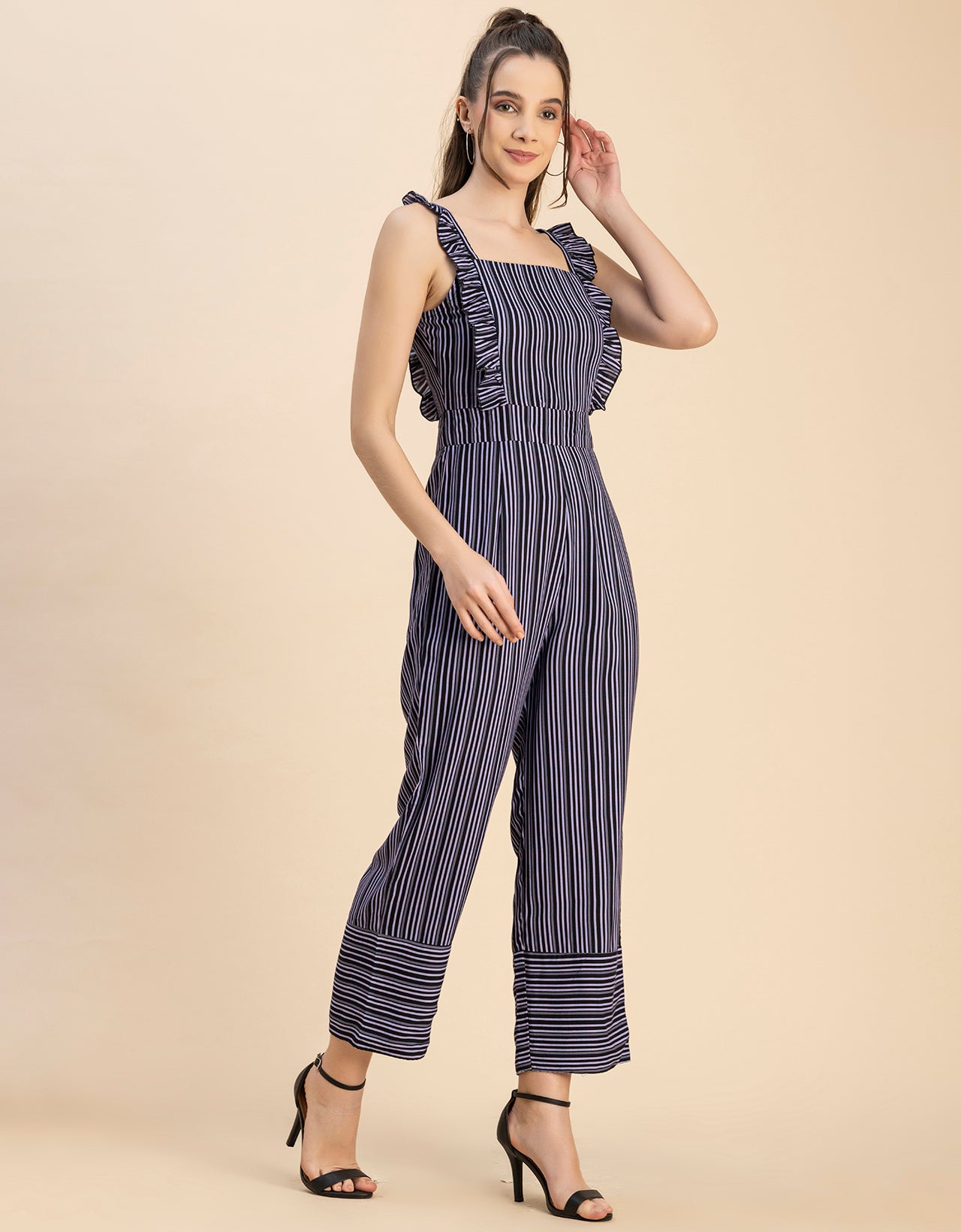 Sleeveless Square Neck Full Leg Rayon Jumpsuit