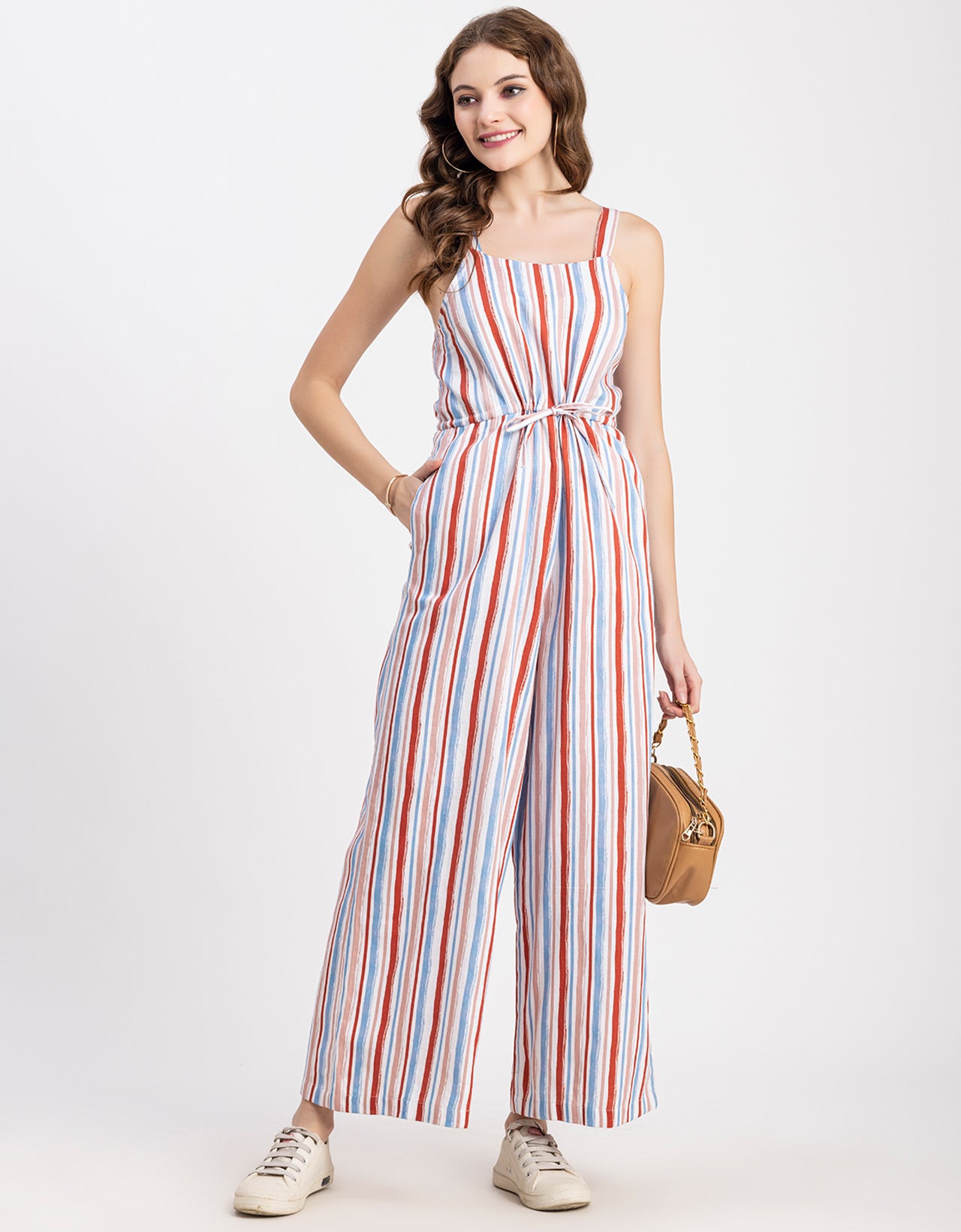 Shoulder Straps Full Leg Cotton Jumpsuit
