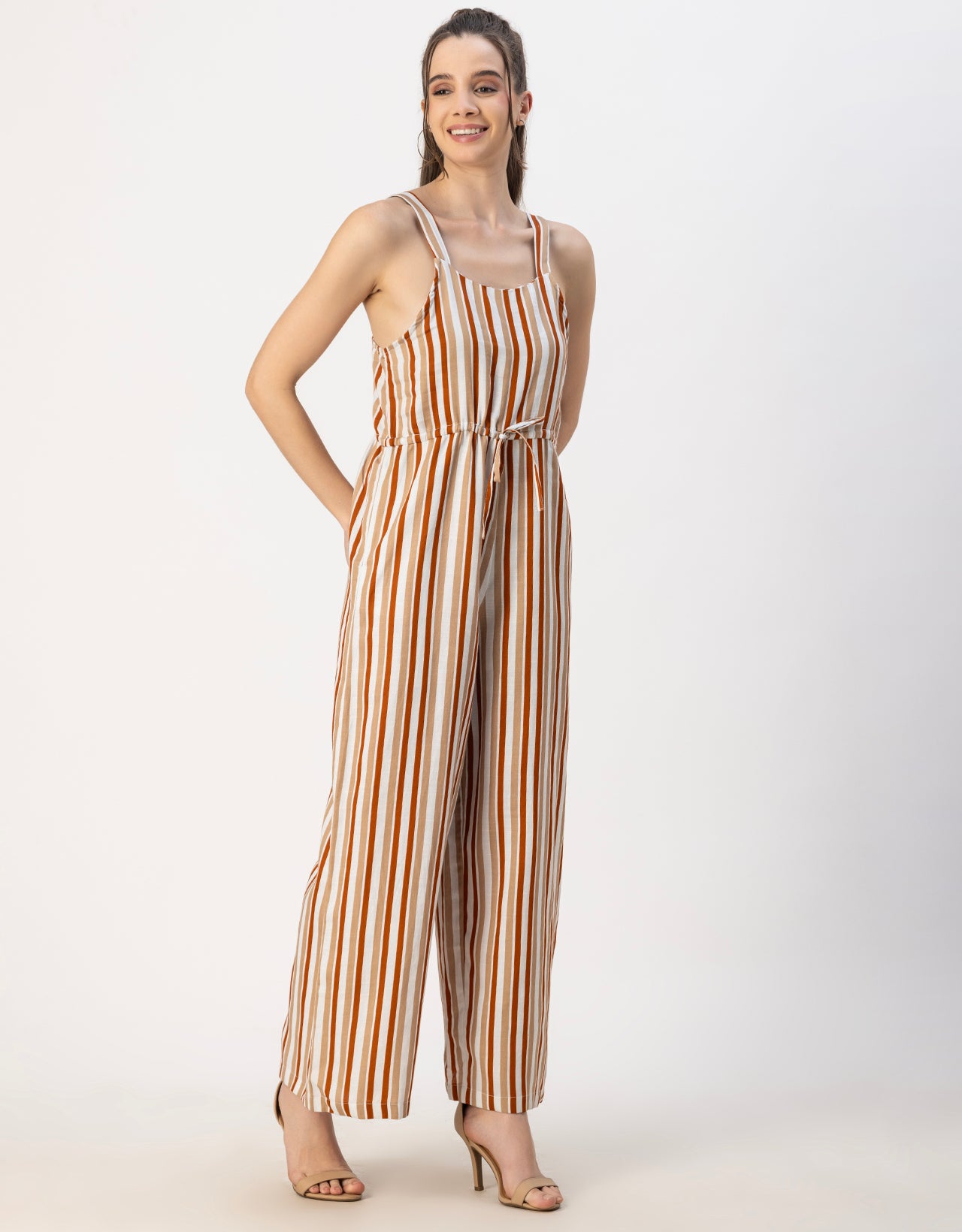 Shoulder Straps Full Leg Cotton Jumpsuit