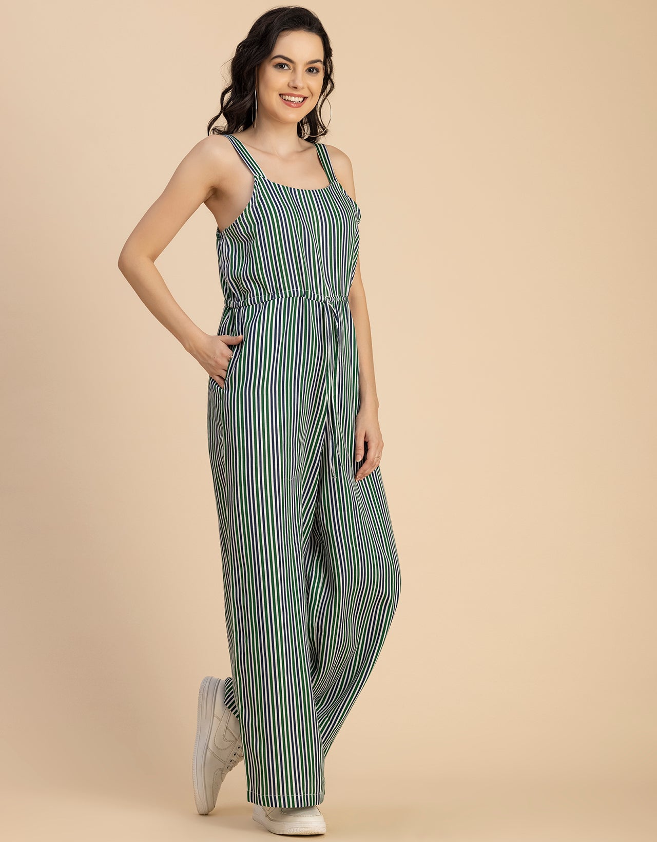 Shoulder Straps Full Leg Cotton Jumpsuit