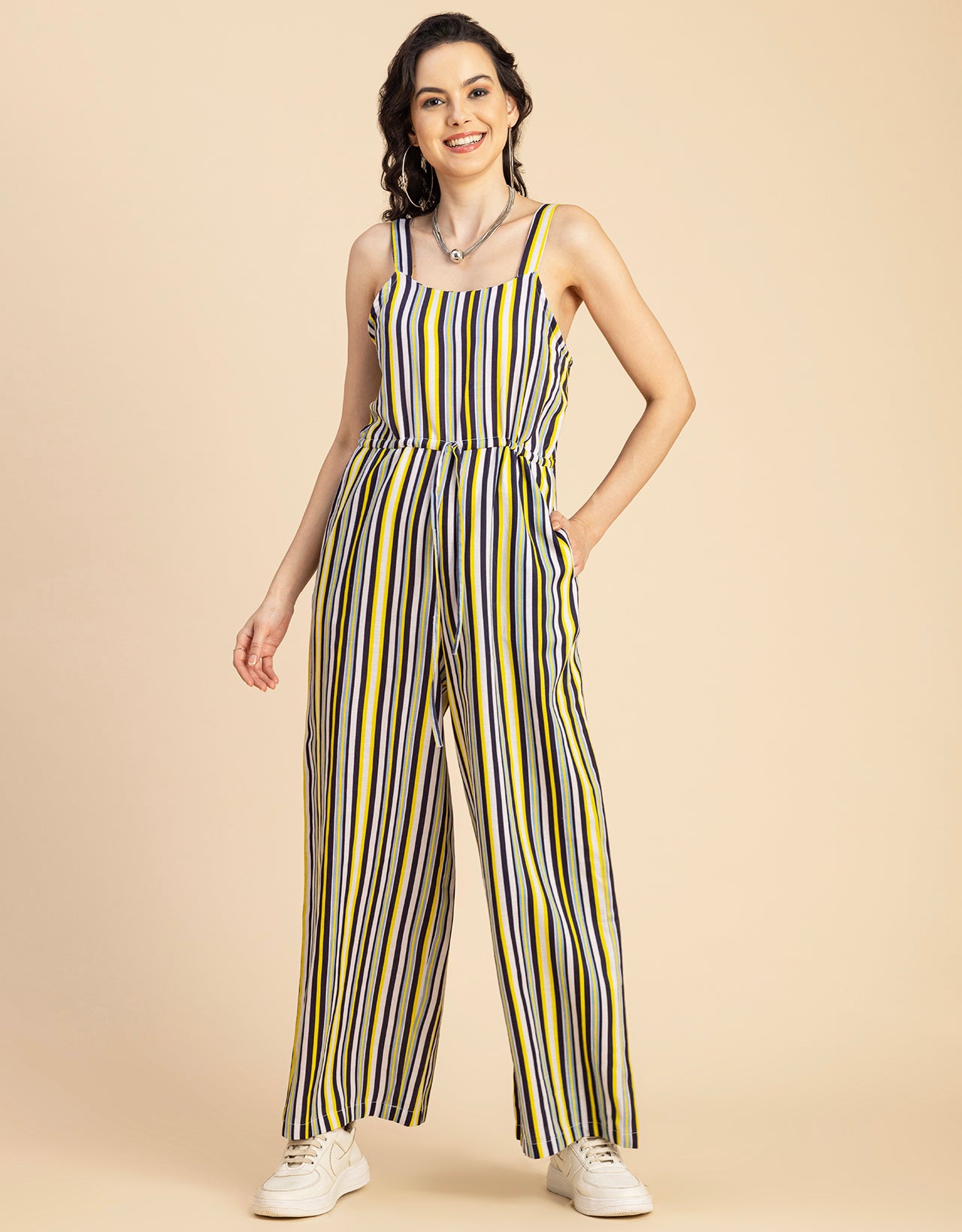 Shoulder Straps Full Leg Cotton Jumpsuit
