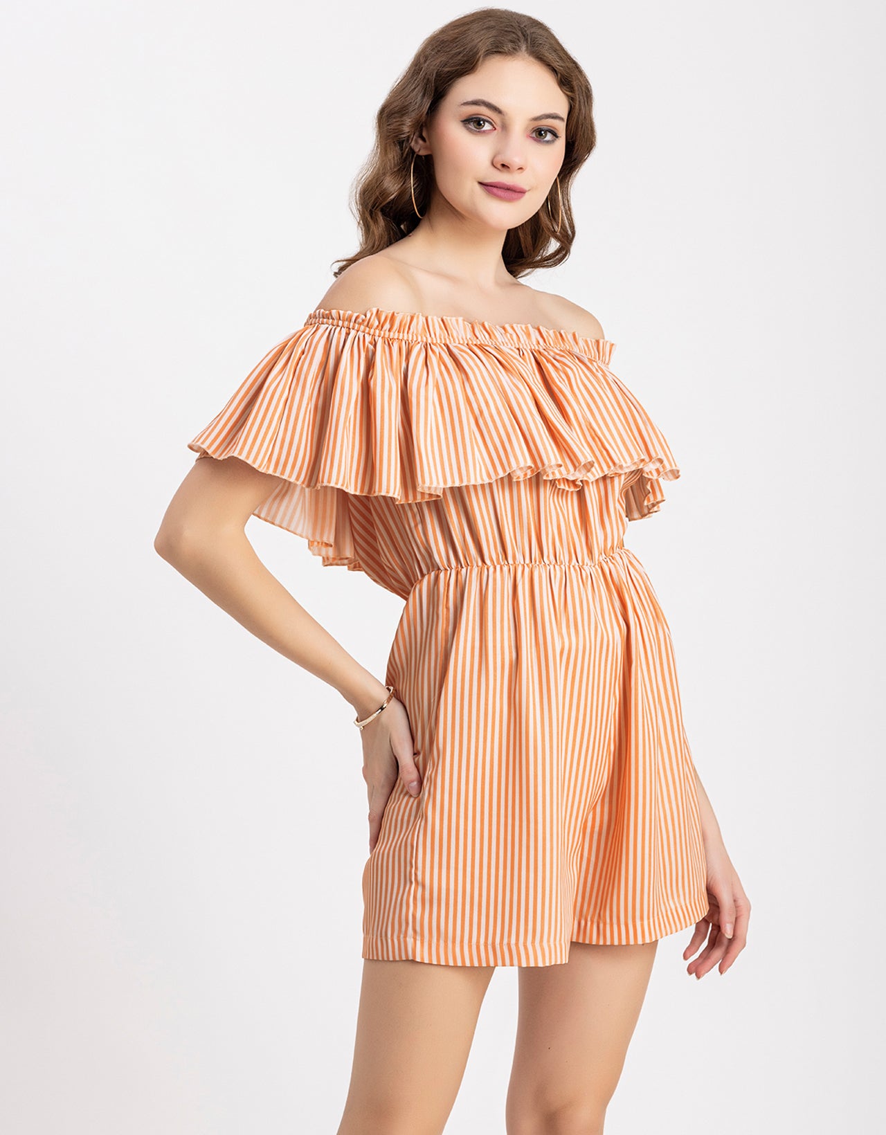 Chic Printed Off Shoulder Jumpsuit - Trendy Romper