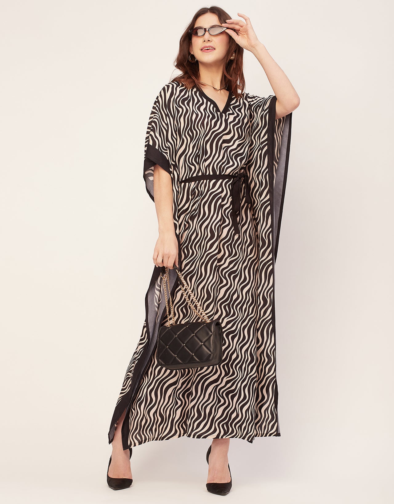 Kimono Sleeves V Neck Rayon Kaftan