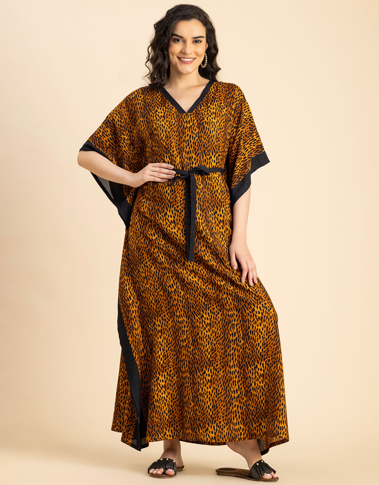 Kimono Sleeves V Neck Rayon Kaftan