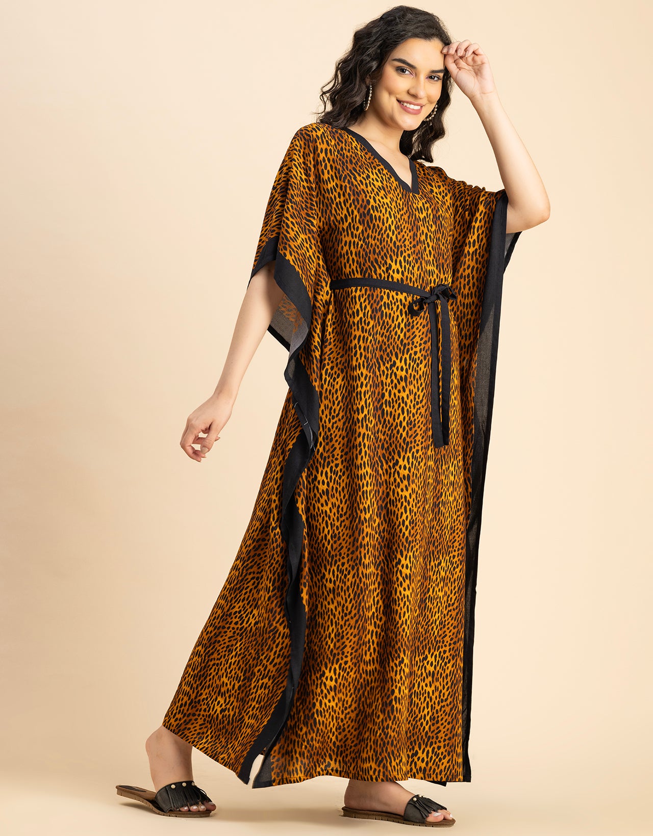 Kimono Sleeves V Neck Rayon Kaftan