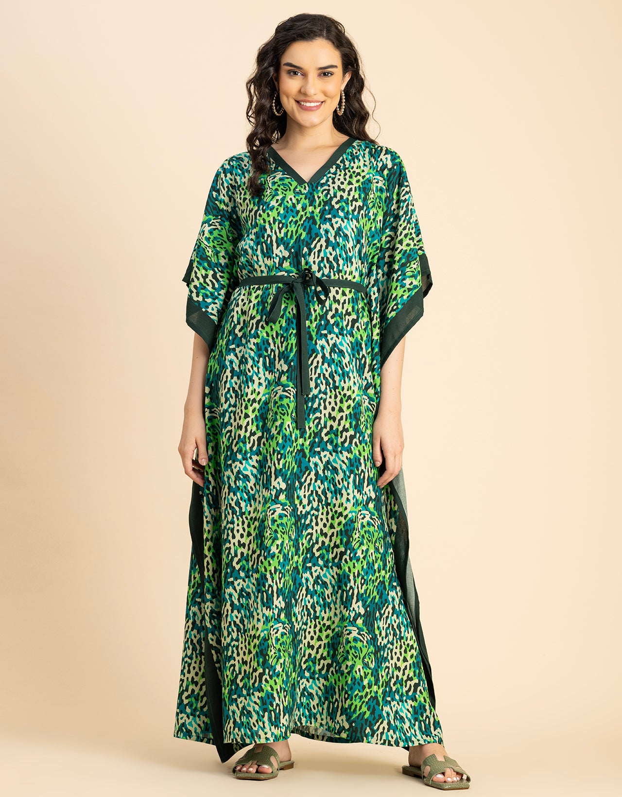 Kimono Sleeves V Neck Rayon Kaftan