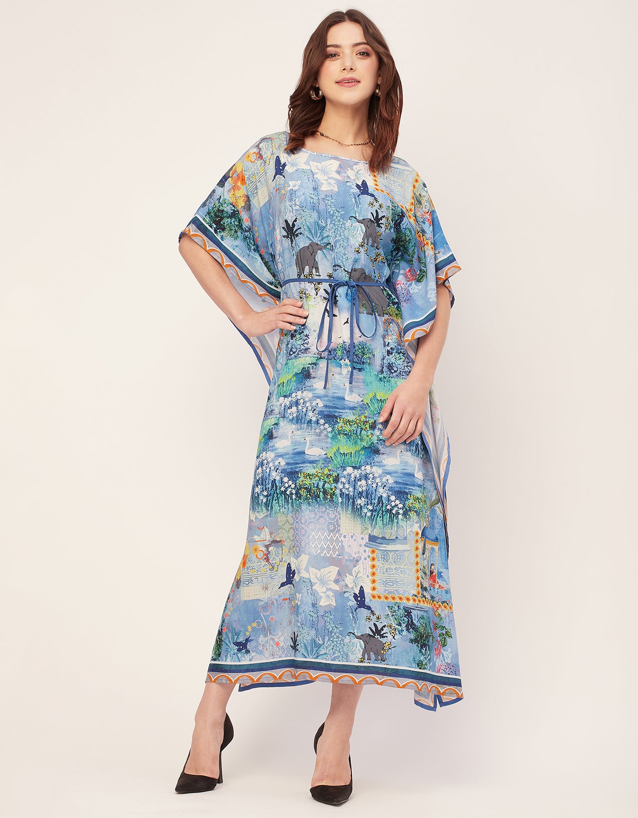 Printed Viscose Rayon Short Sleeve Kaftan