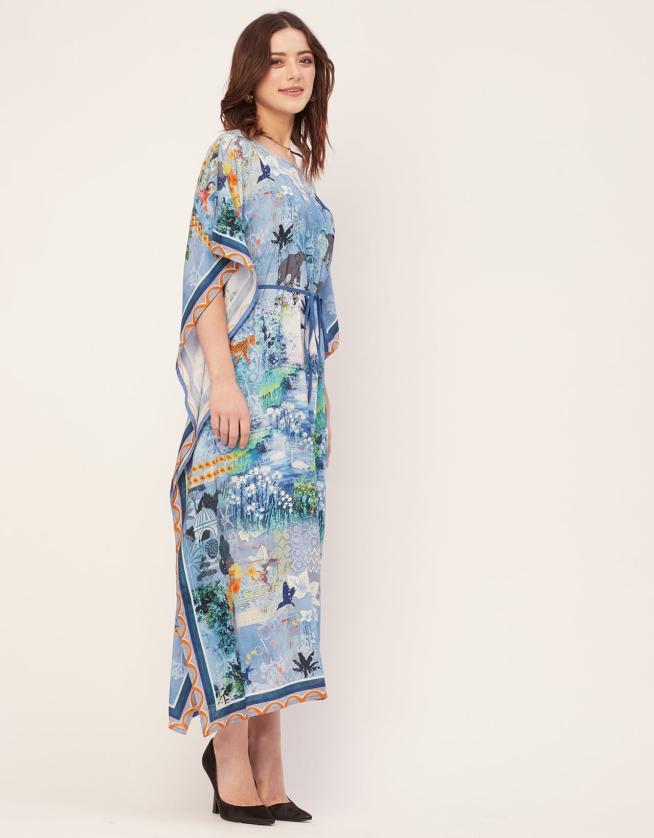 Printed Viscose Rayon Short Sleeve Kaftan