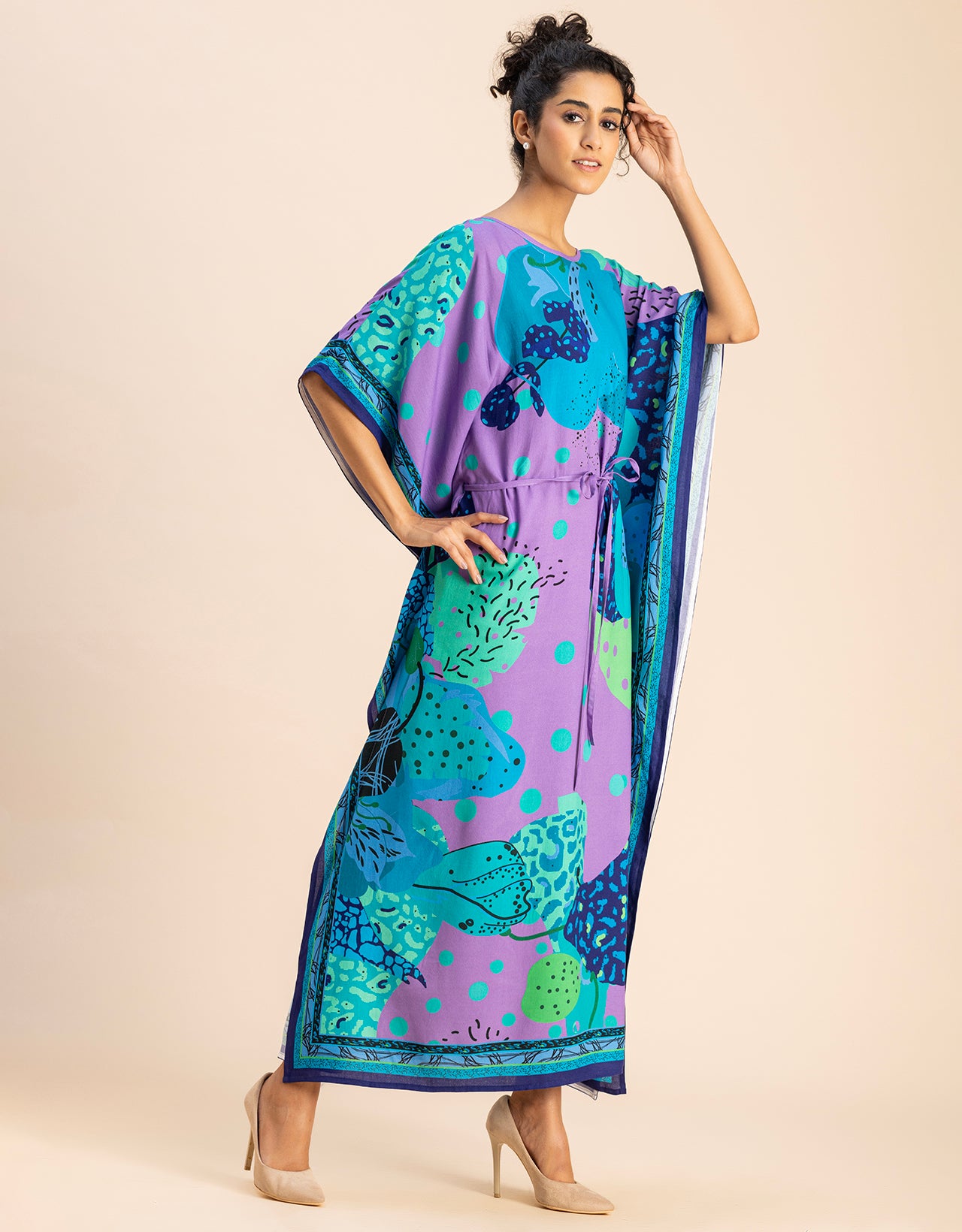 Printed Viscose Rayon Short Sleeve Kaftan