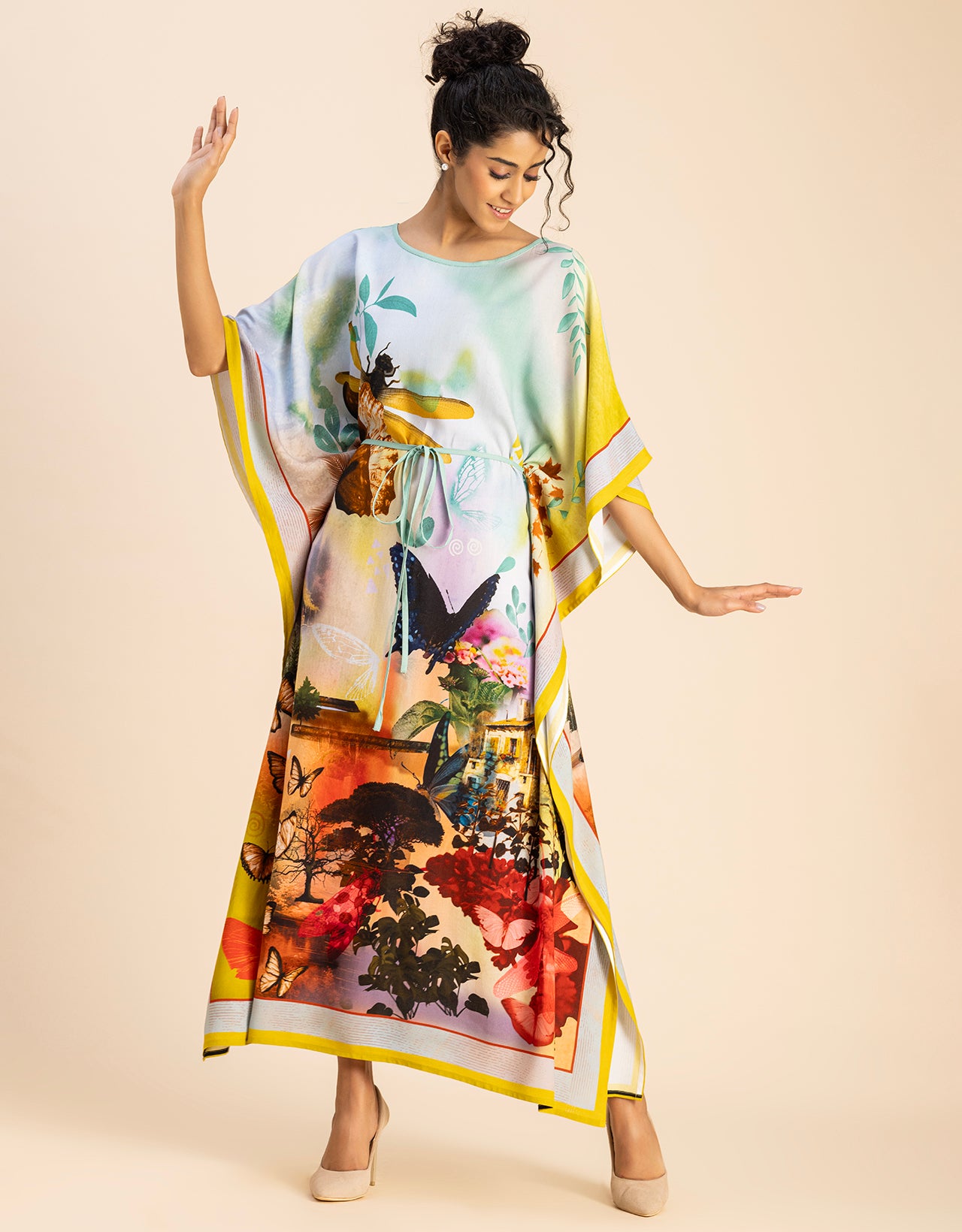 Printed Viscose Rayon Short Sleeve Kaftan