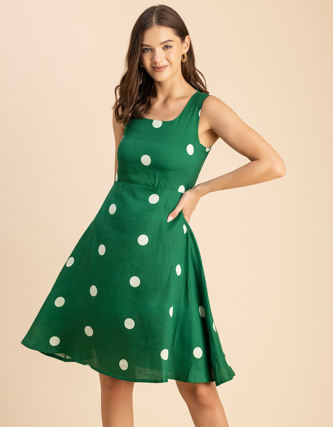 Printed Cotton Fit And Flare Dress - Summer Dress - Moomaya Printed Cotton Fit And Flare Dress - Summer Dress - Moomaya