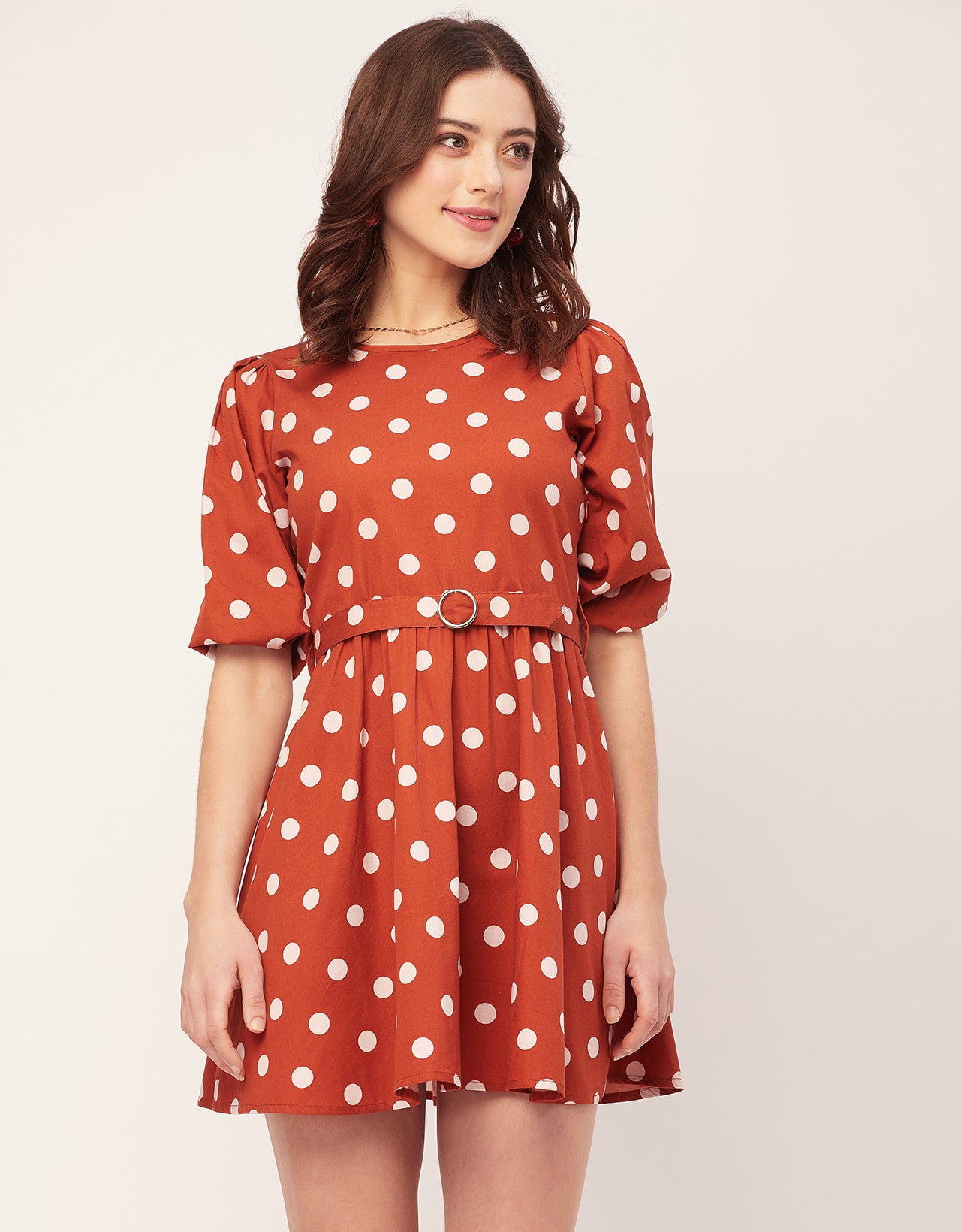 Round Neck Skater Printed Cotton Dress