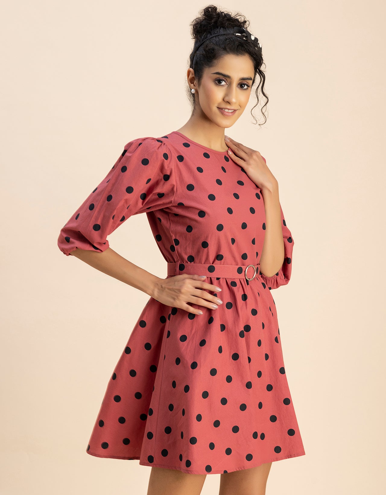 Round Neck Skater Printed Cotton Dress