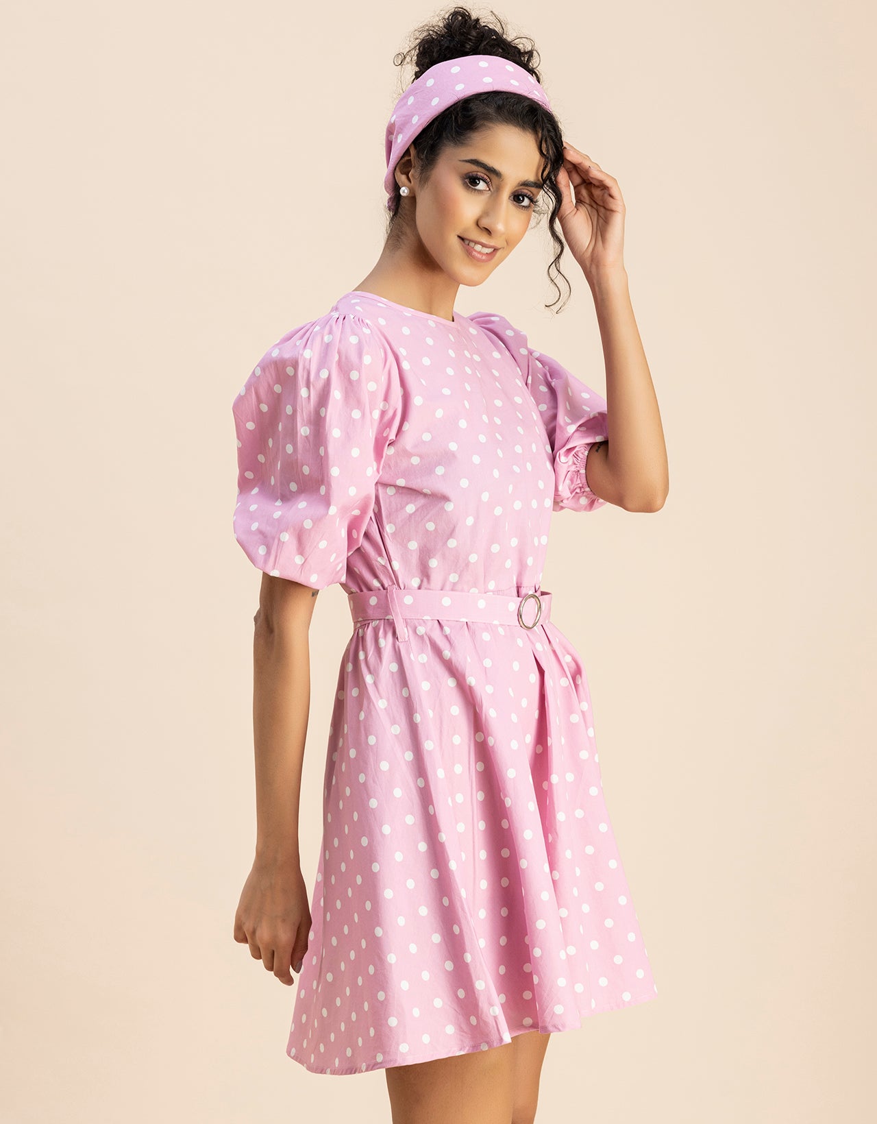 Round Neck Skater Printed Cotton Dress
