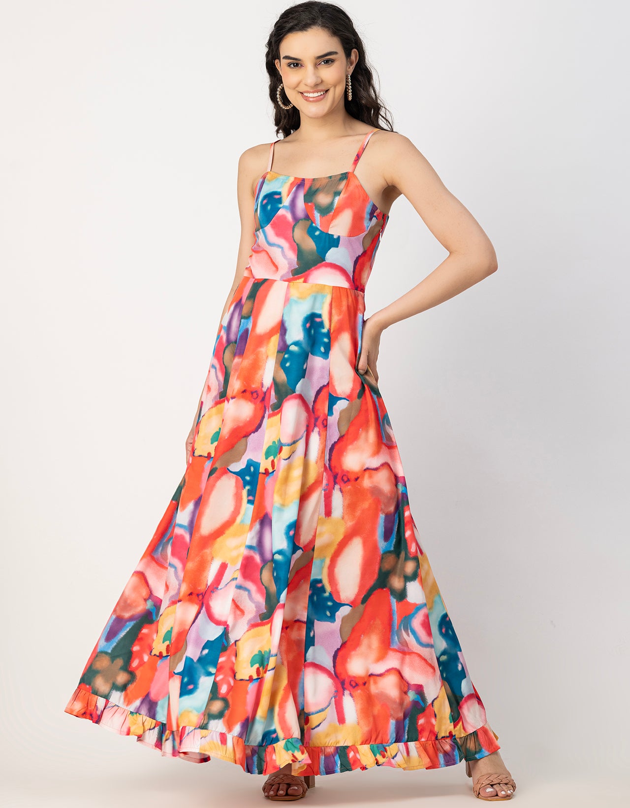 Sleeveless Sweetheart Neck Printed Dress