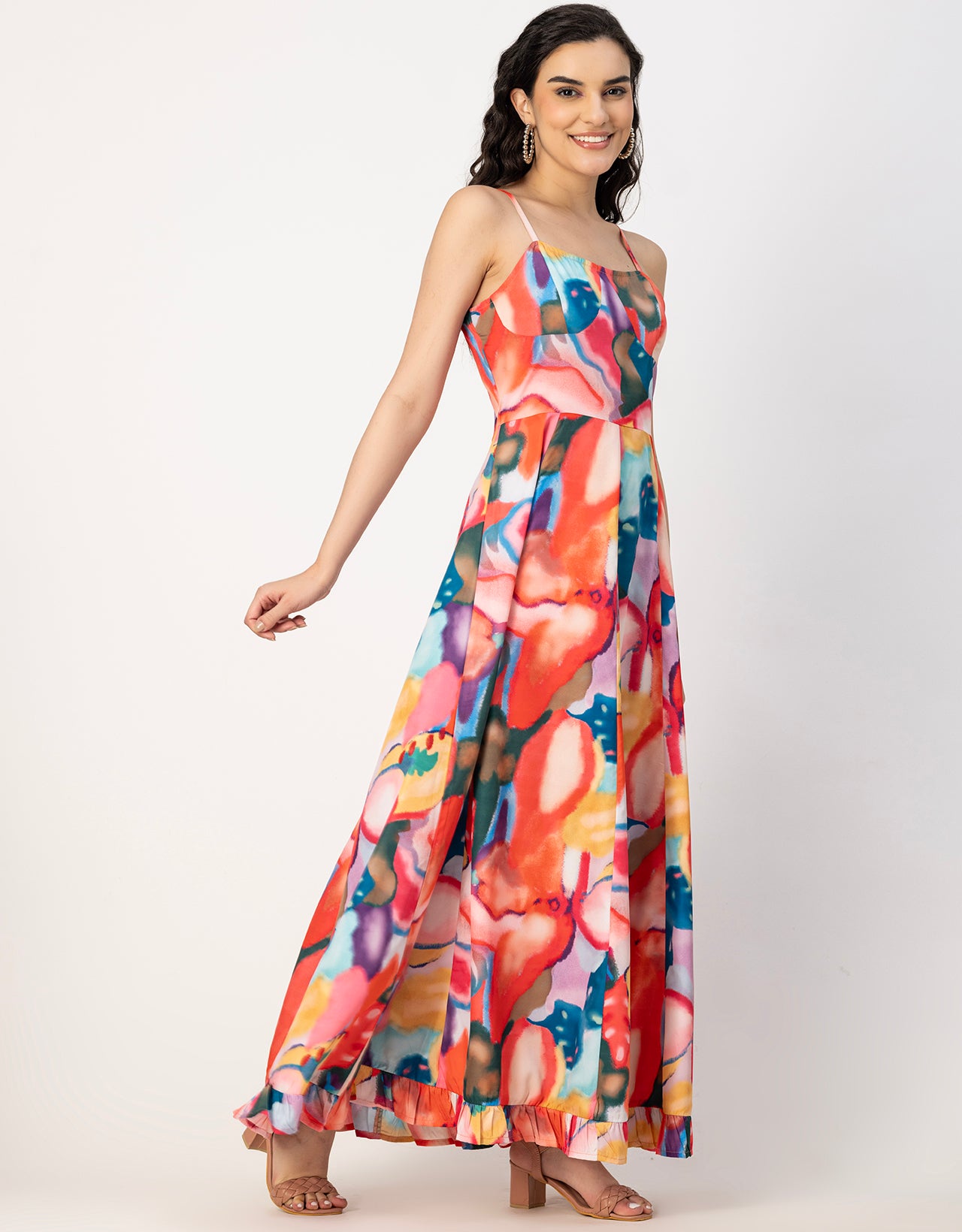 Sleeveless Sweetheart Neck Printed Dress