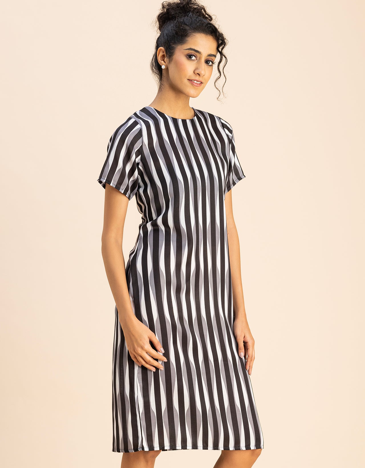 Short Sleeve Round Neck Printed Dress