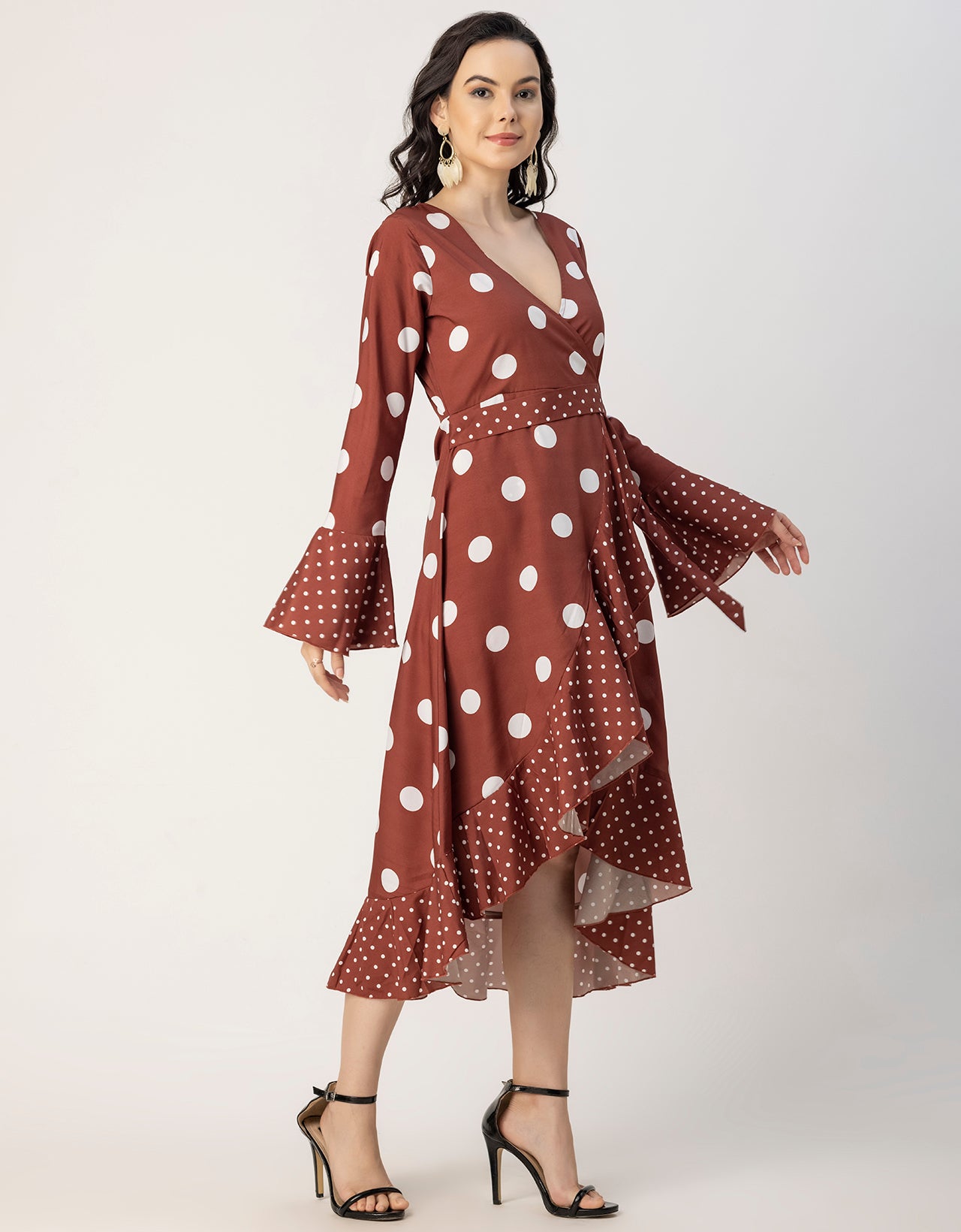 Elegant Printed Wrap Dress - Evening Party Wear