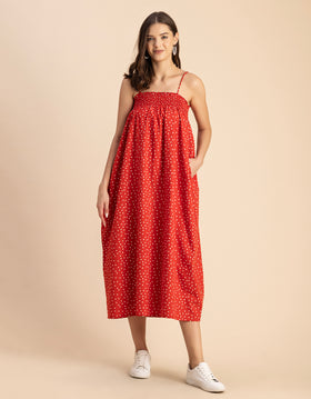 Boho Printed Cotton A-Line Dress - Bohemian Fashion