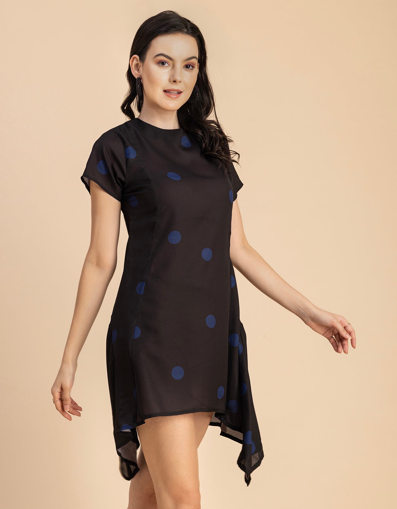Stylish Printed Georgette Asymmetric Dress