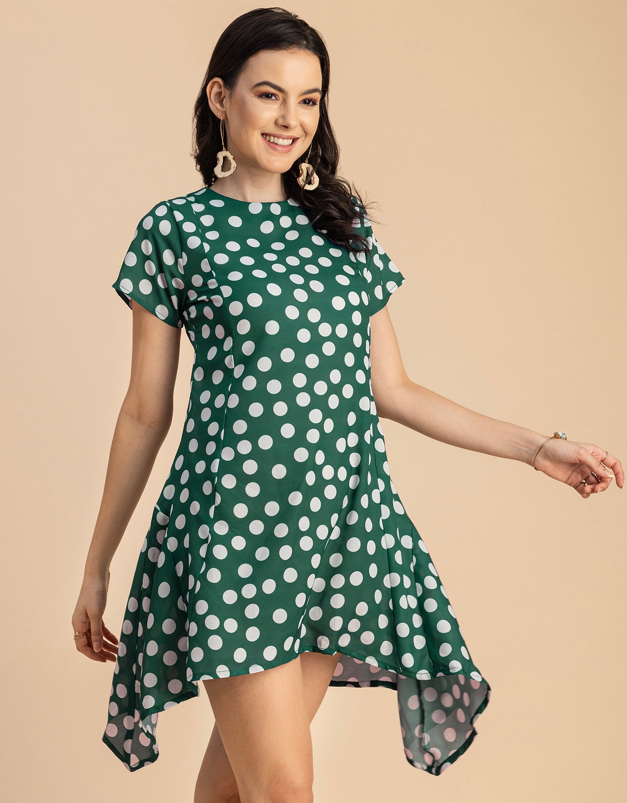 Stylish Printed Georgette Asymmetric Dress