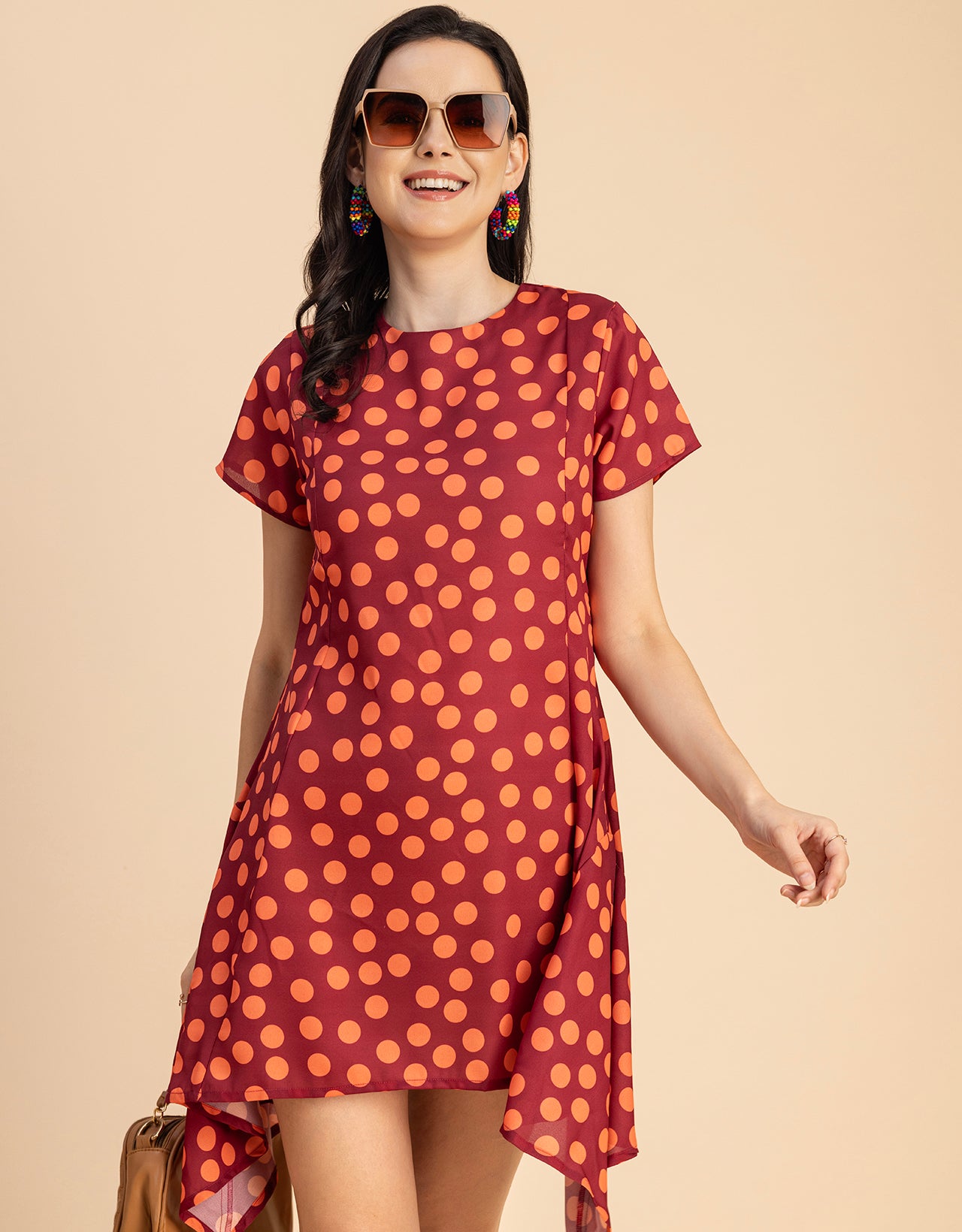 Stylish Printed Georgette Asymmetric Dress