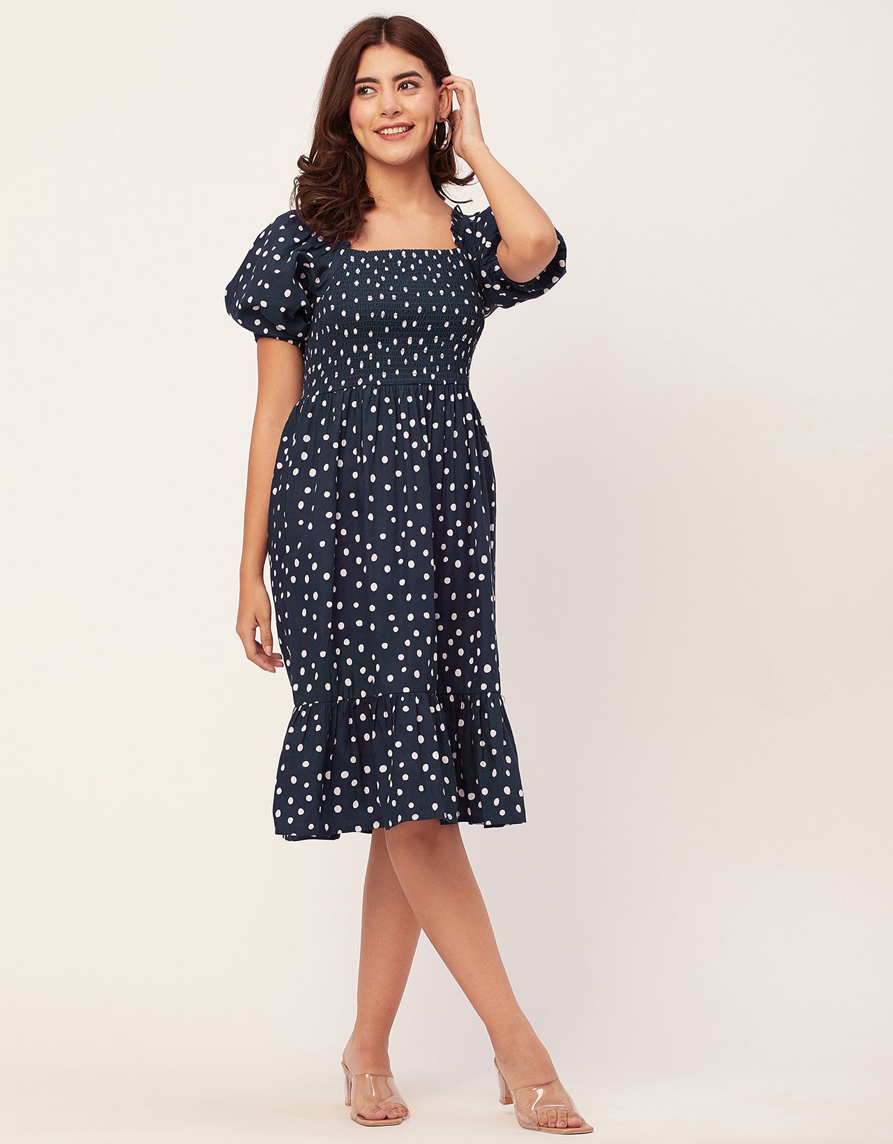 Printed Cotton Fit And Flare Dress - Cute Casual Dress
