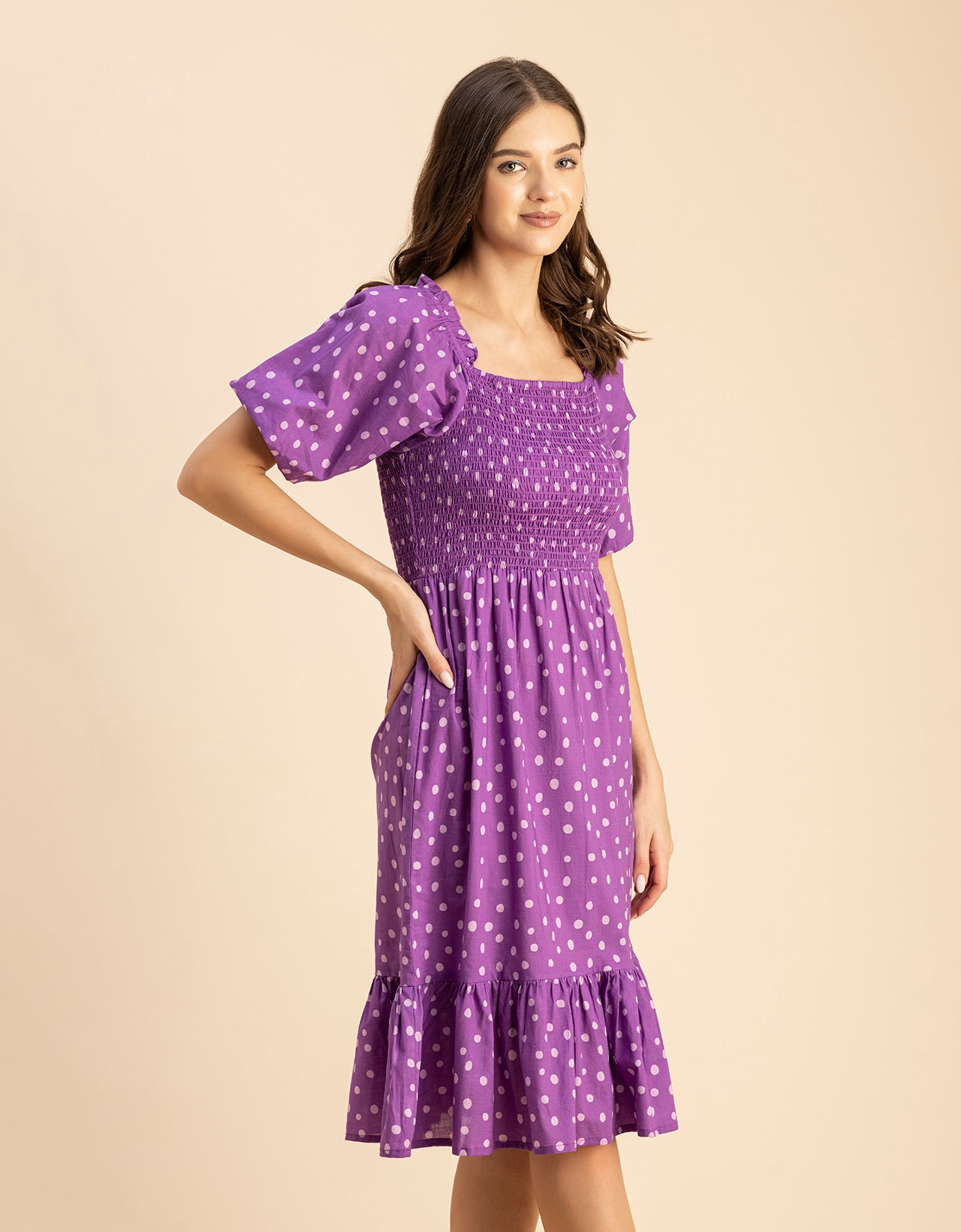 Printed Cotton Fit And Flare Dress - Cute Casual Dress