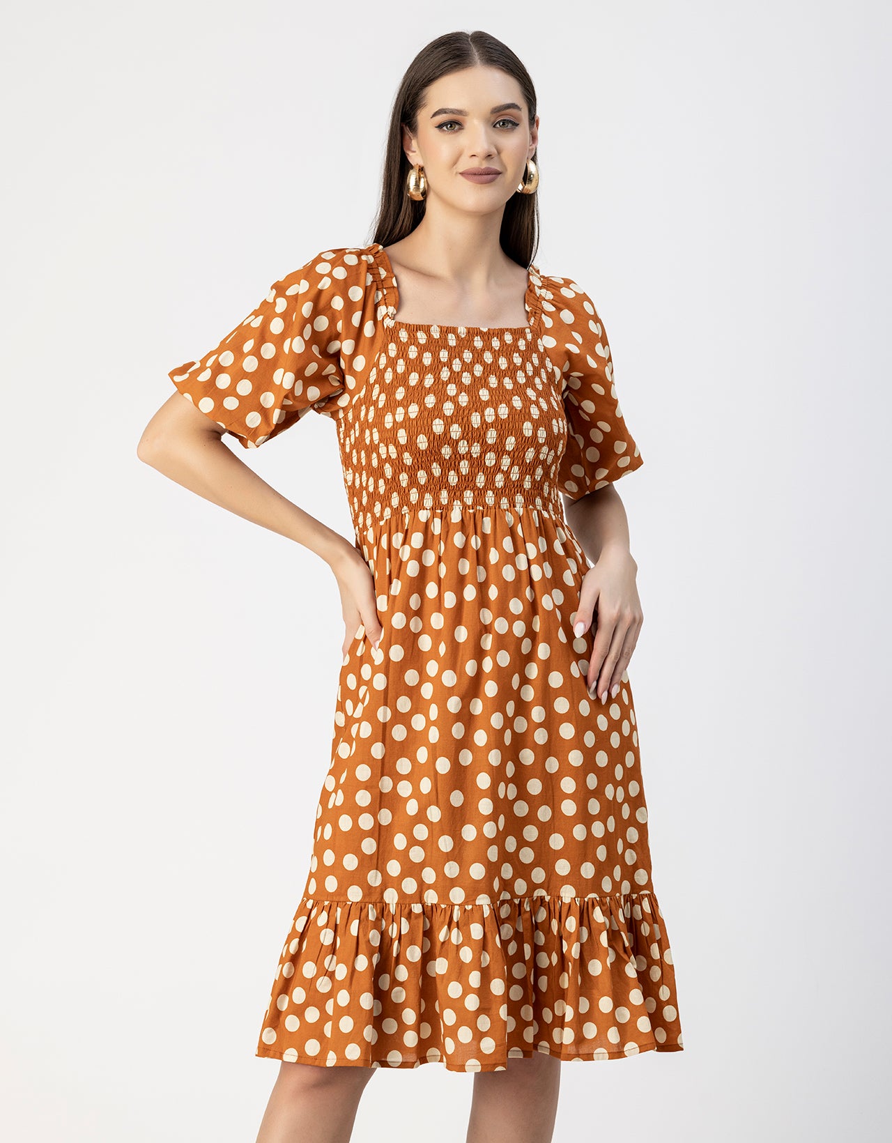 Printed Cotton Fit And Flare Dress - Cute Casual Dress