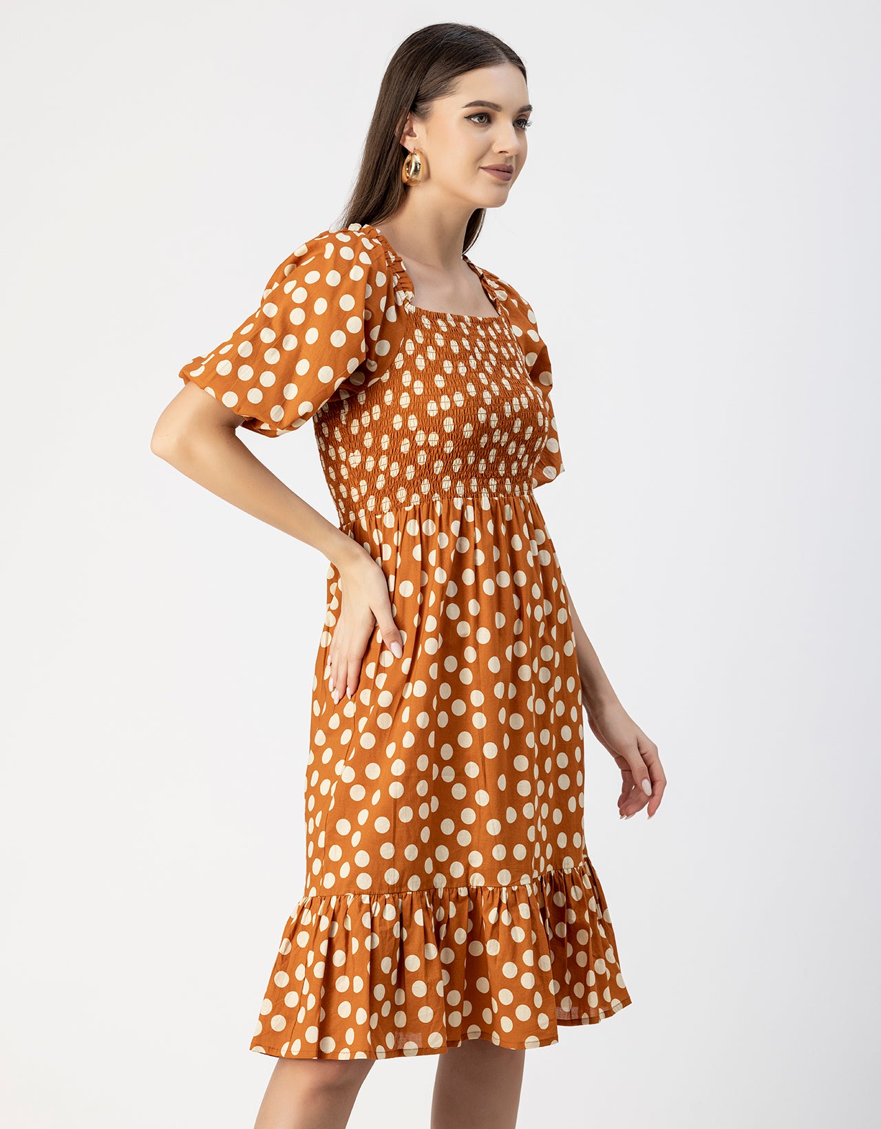 Printed Cotton Fit And Flare Dress - Cute Casual Dress