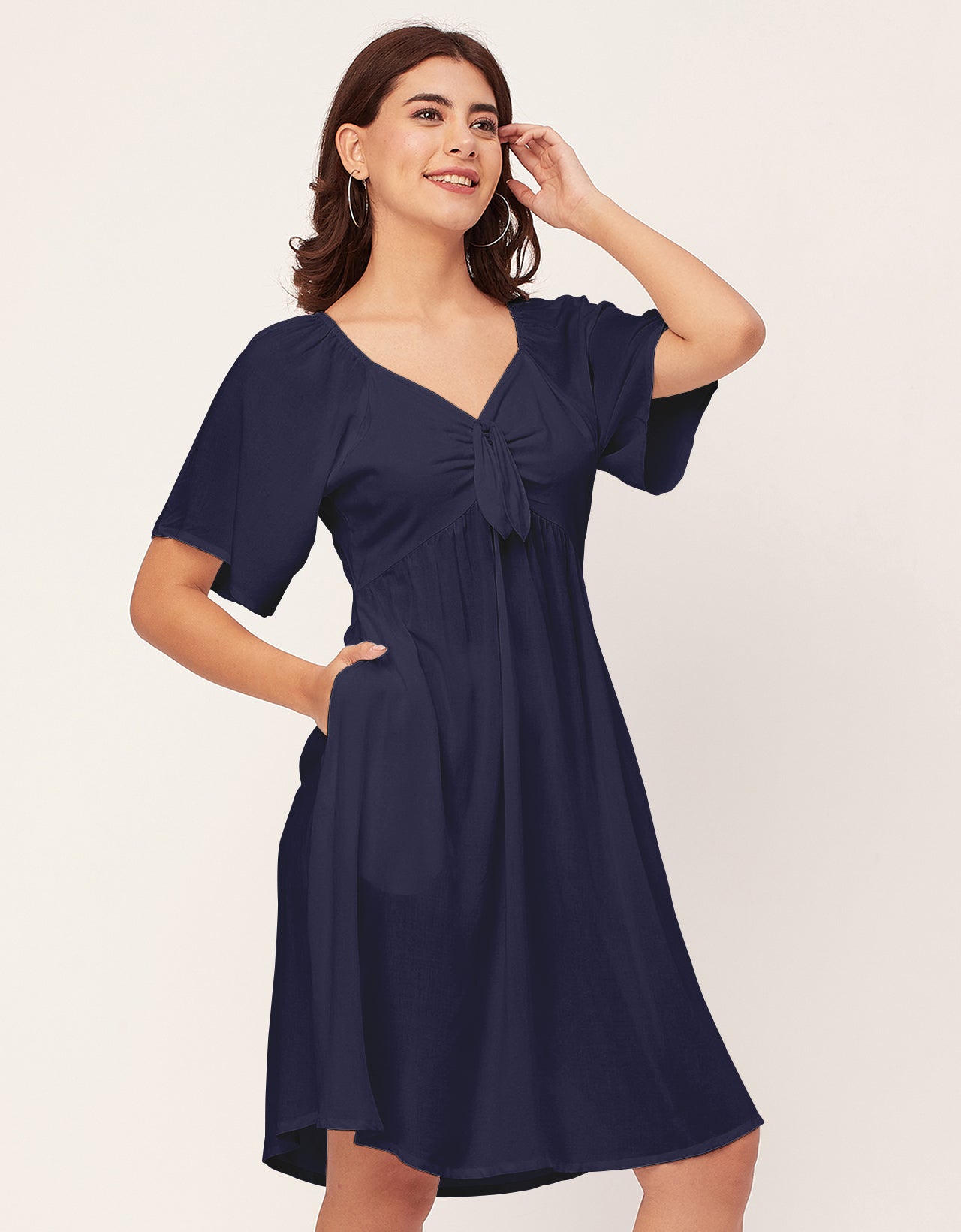 Sweetheart Neck Solid Rayon Flared Dress
