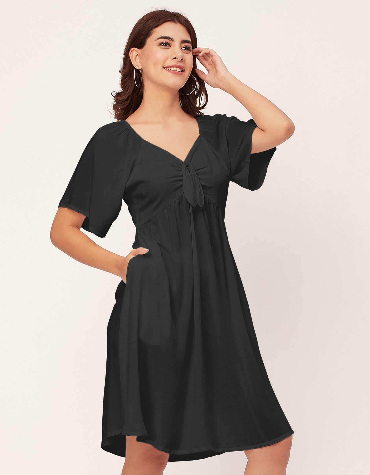 Sweetheart Neck Solid Rayon Flared Dress