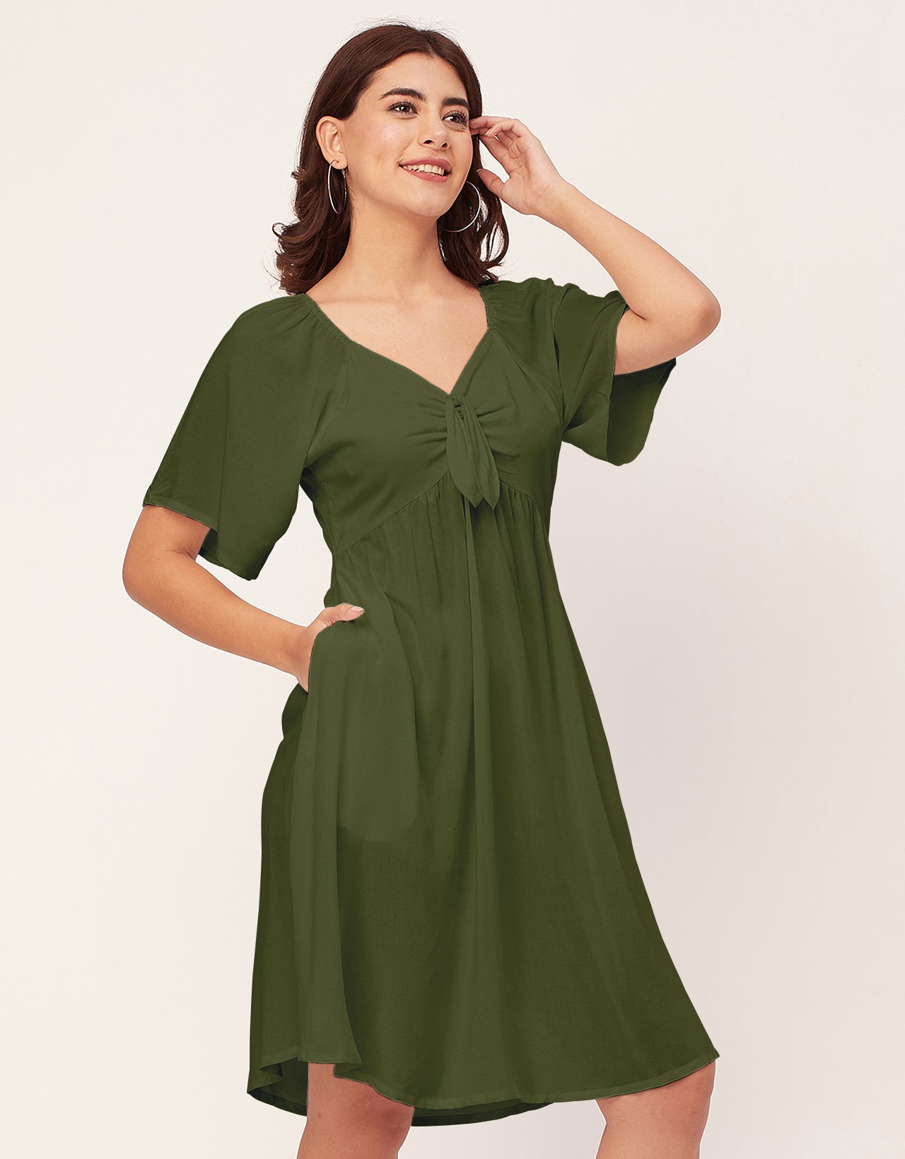 Sweetheart Neck Solid Rayon Flared Dress