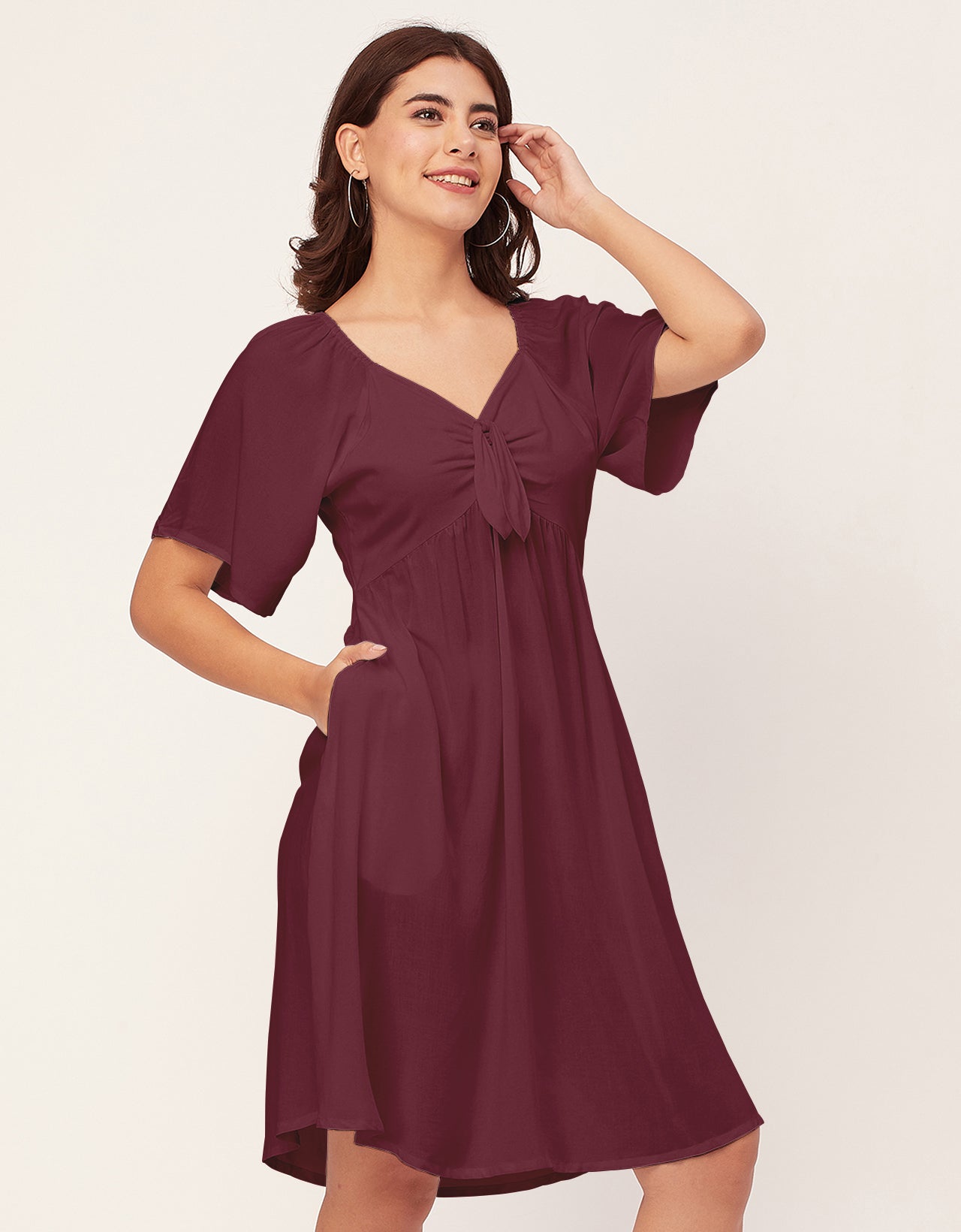 Sweetheart Neck Solid Rayon Flared Dress