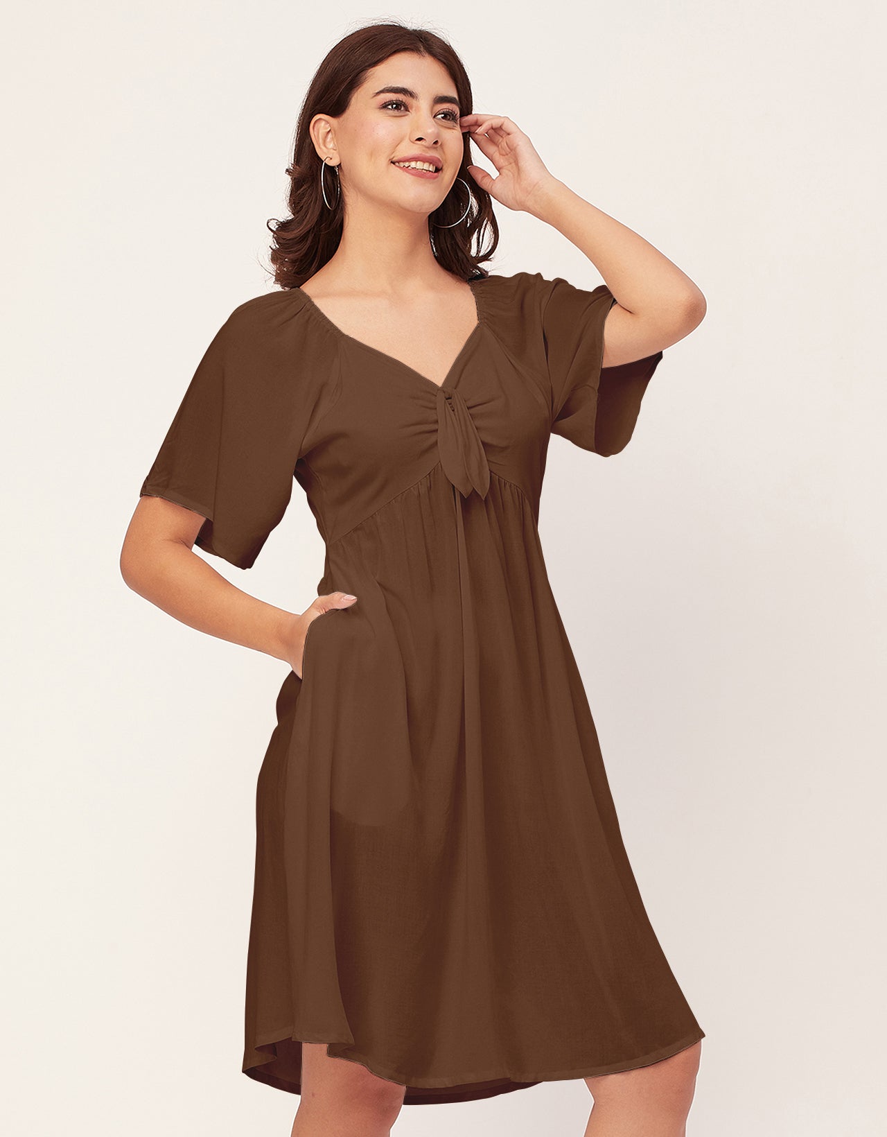 Sweetheart Neck Solid Rayon Flared Dress