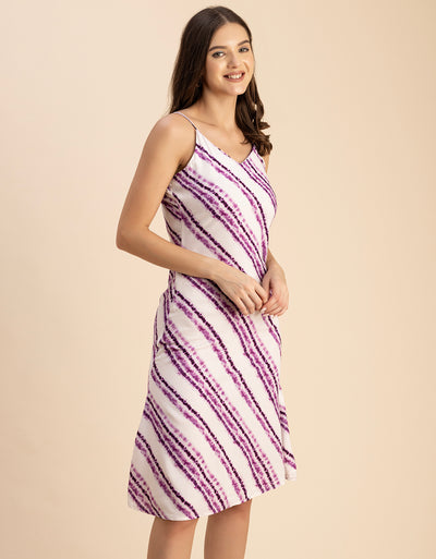 Sleeveless V Neck A-Line Printed Rayon Dress