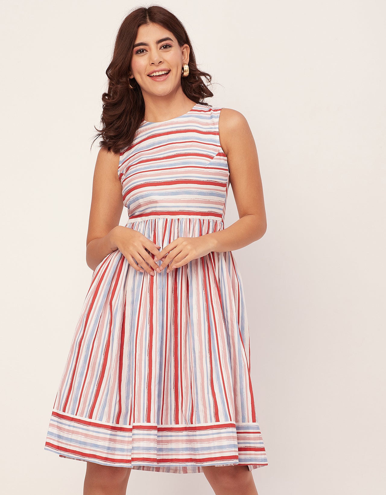 Sleeveless Round Neck Cotton Dress