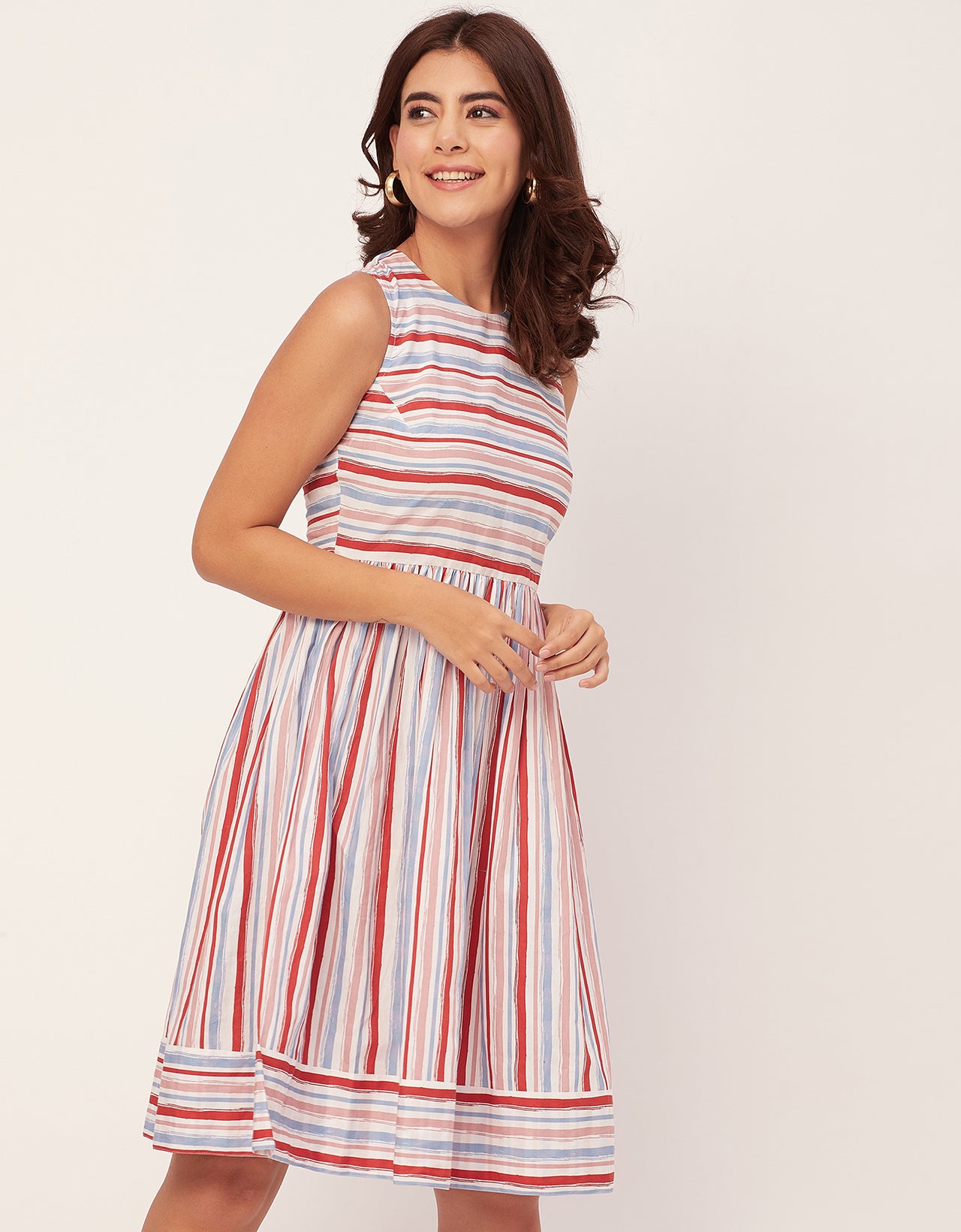 Sleeveless Round Neck Cotton Dress