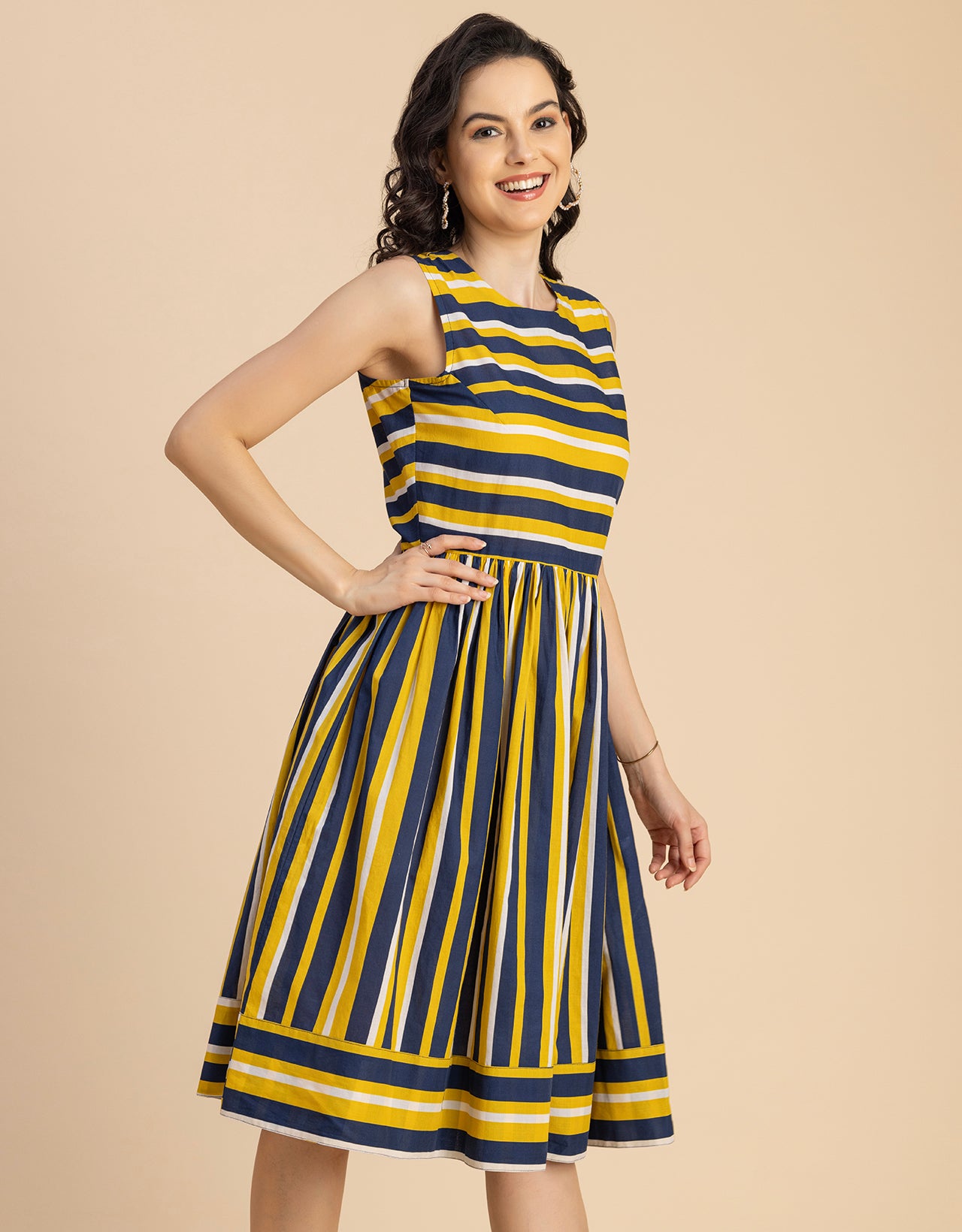 Sleeveless Round Neck Cotton Dress