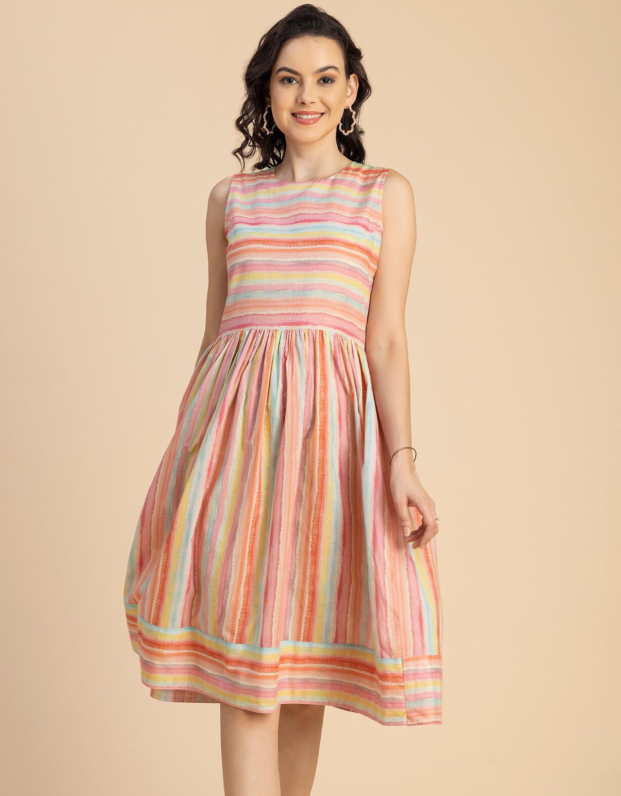 Sleeveless Round Neck Cotton Dress