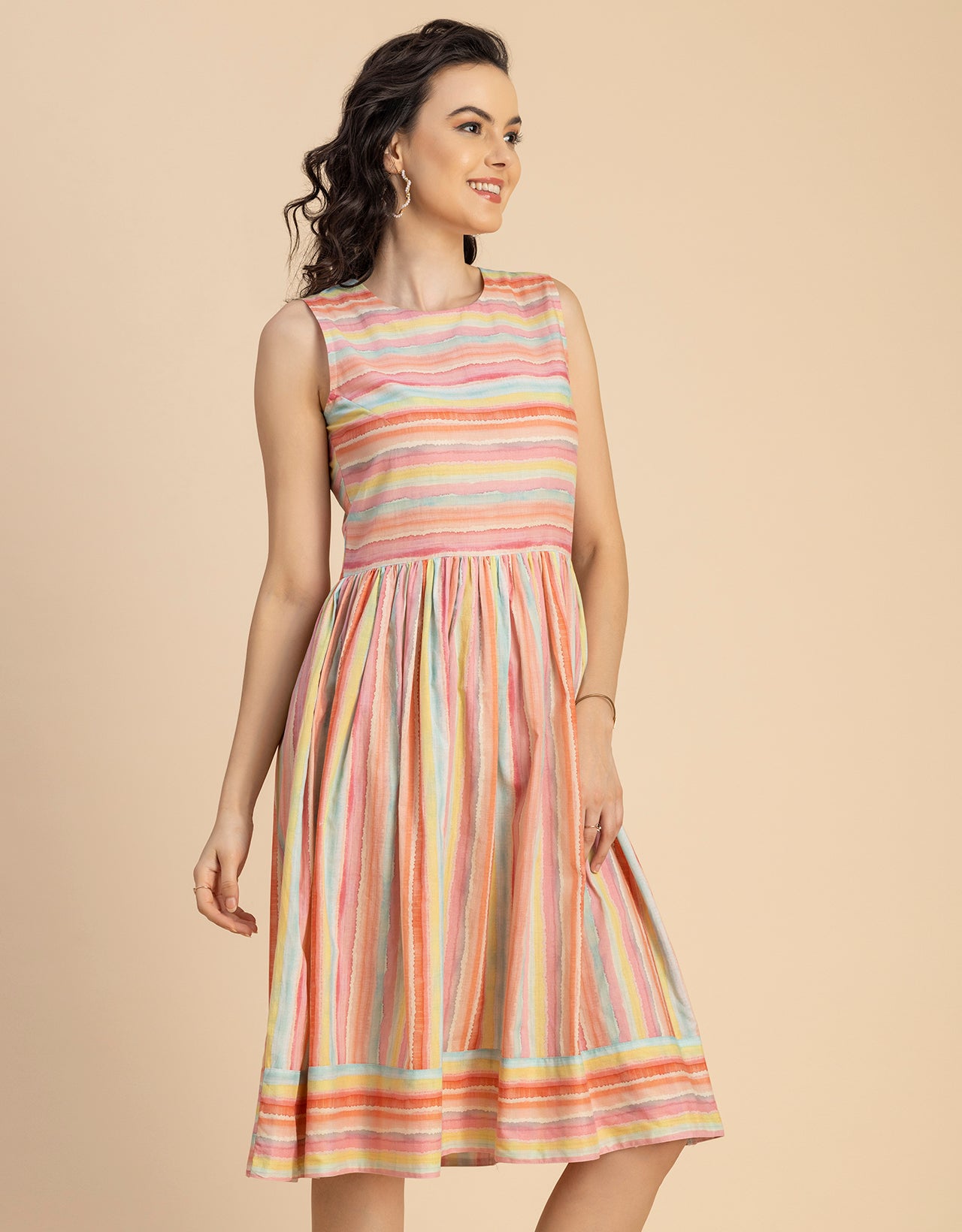 Sleeveless Round Neck Cotton Dress