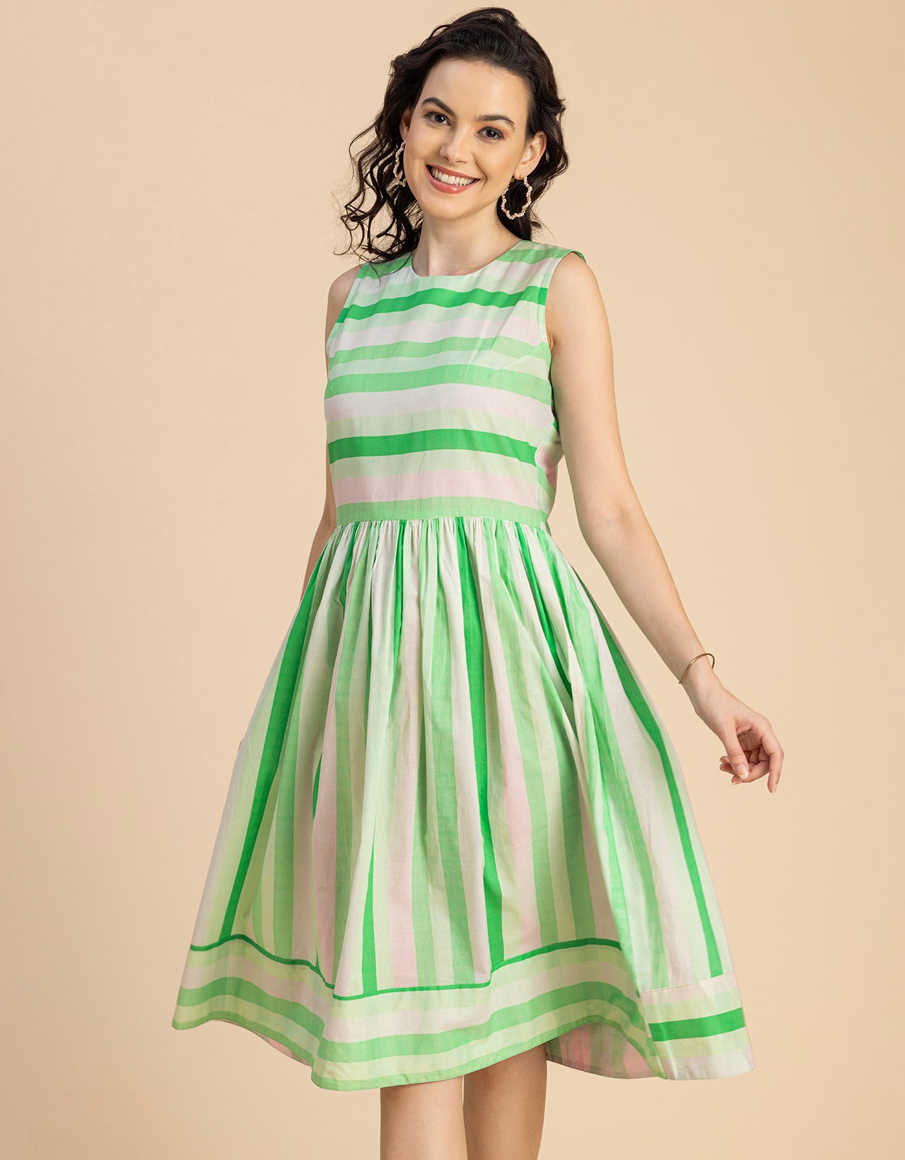 Sleeveless Round Neck Cotton Dress