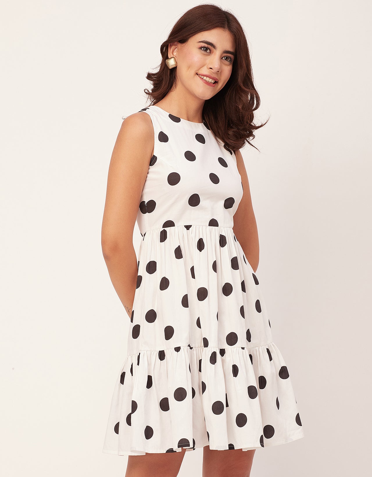Trendy Printed Cotton Tiered Dress - Stylish Sundress
