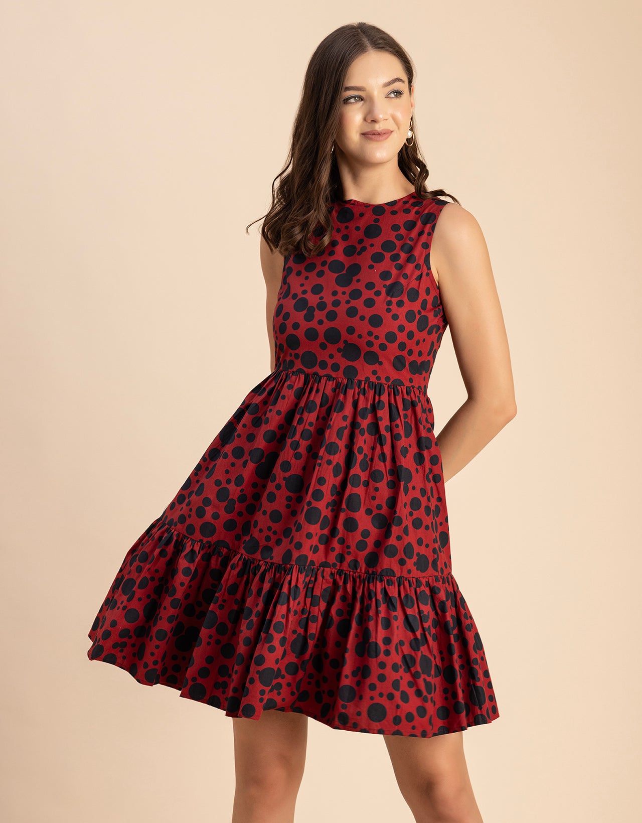 Trendy Printed Cotton Tiered Dress - Stylish Sundress