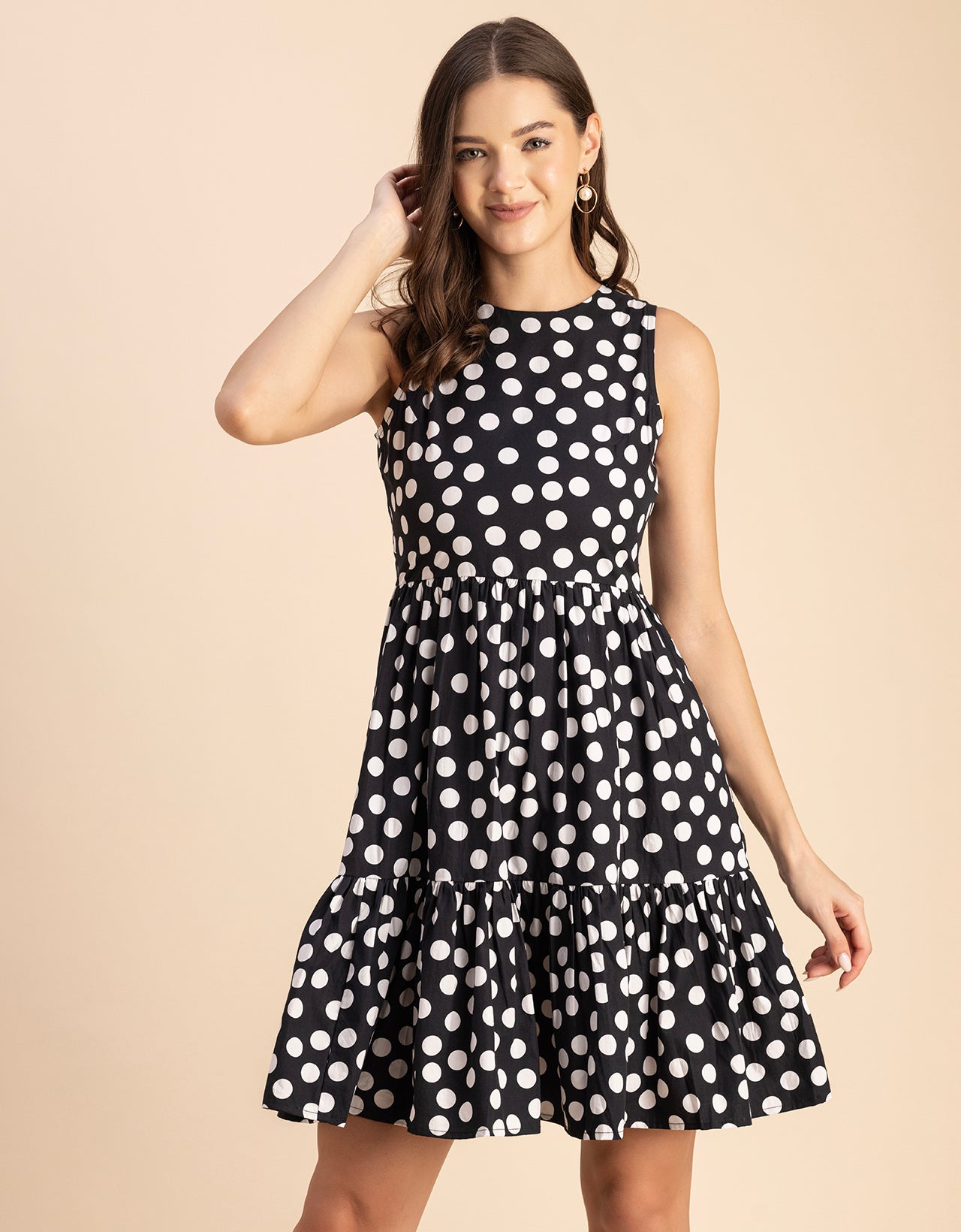 Trendy Printed Cotton Tiered Dress - Stylish Sundress