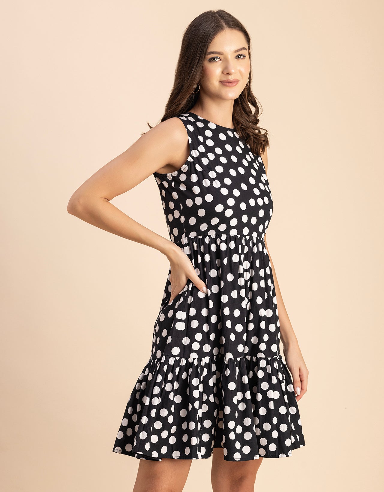 Trendy Printed Cotton Tiered Dress - Stylish Sundress