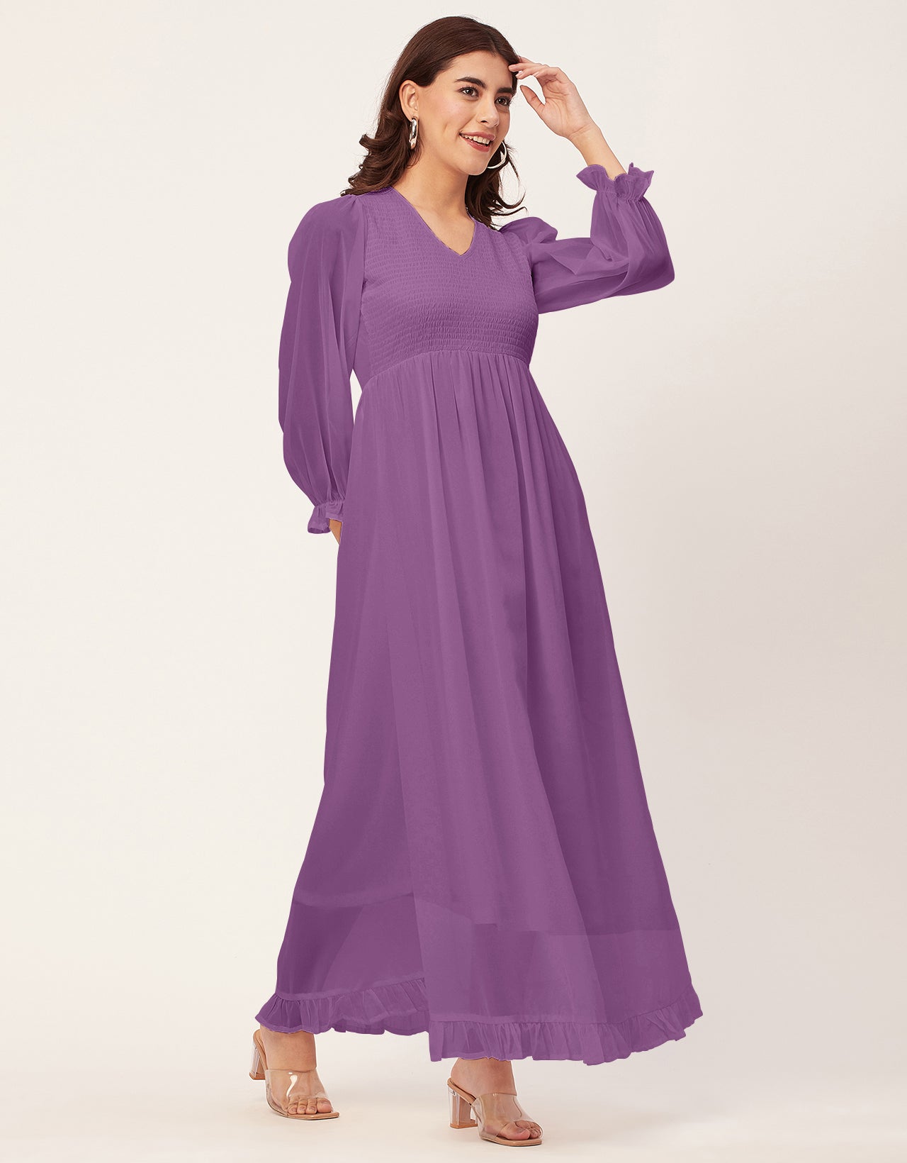 Elegant Solid Long Sleeve Women Dress