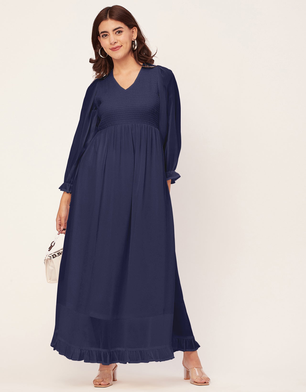 Elegant Solid Long Sleeve Women Dress